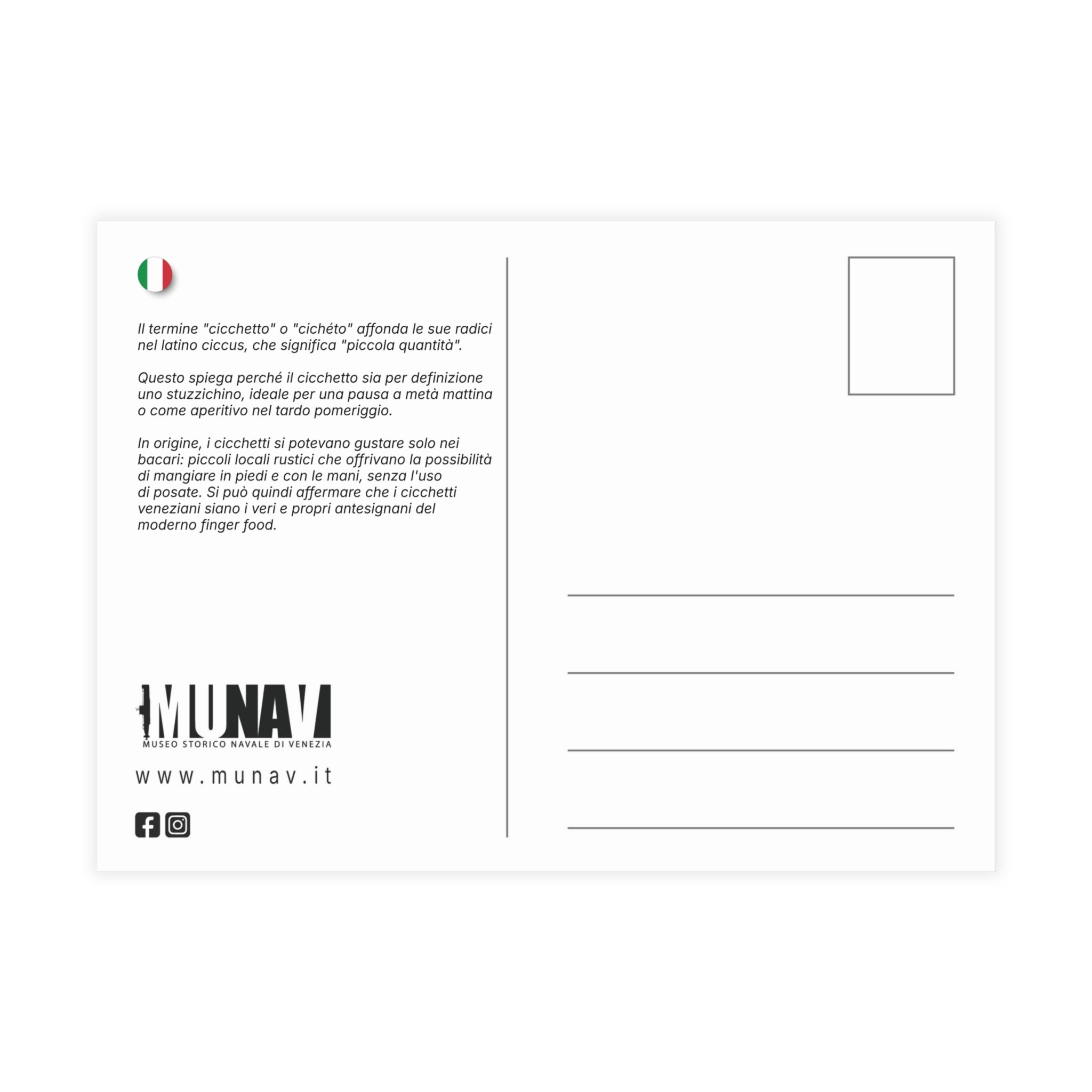 Venetian Words postcard: Cicheto | Send the Venetian tradition to someone you love