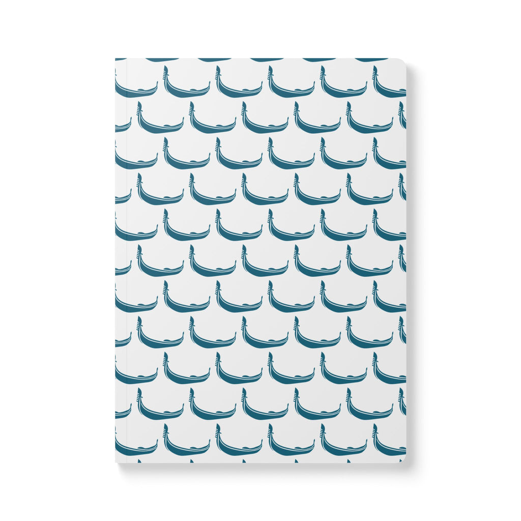 GONDOLA NOTEBOOK | White notebook with turquoise Gondola pattern