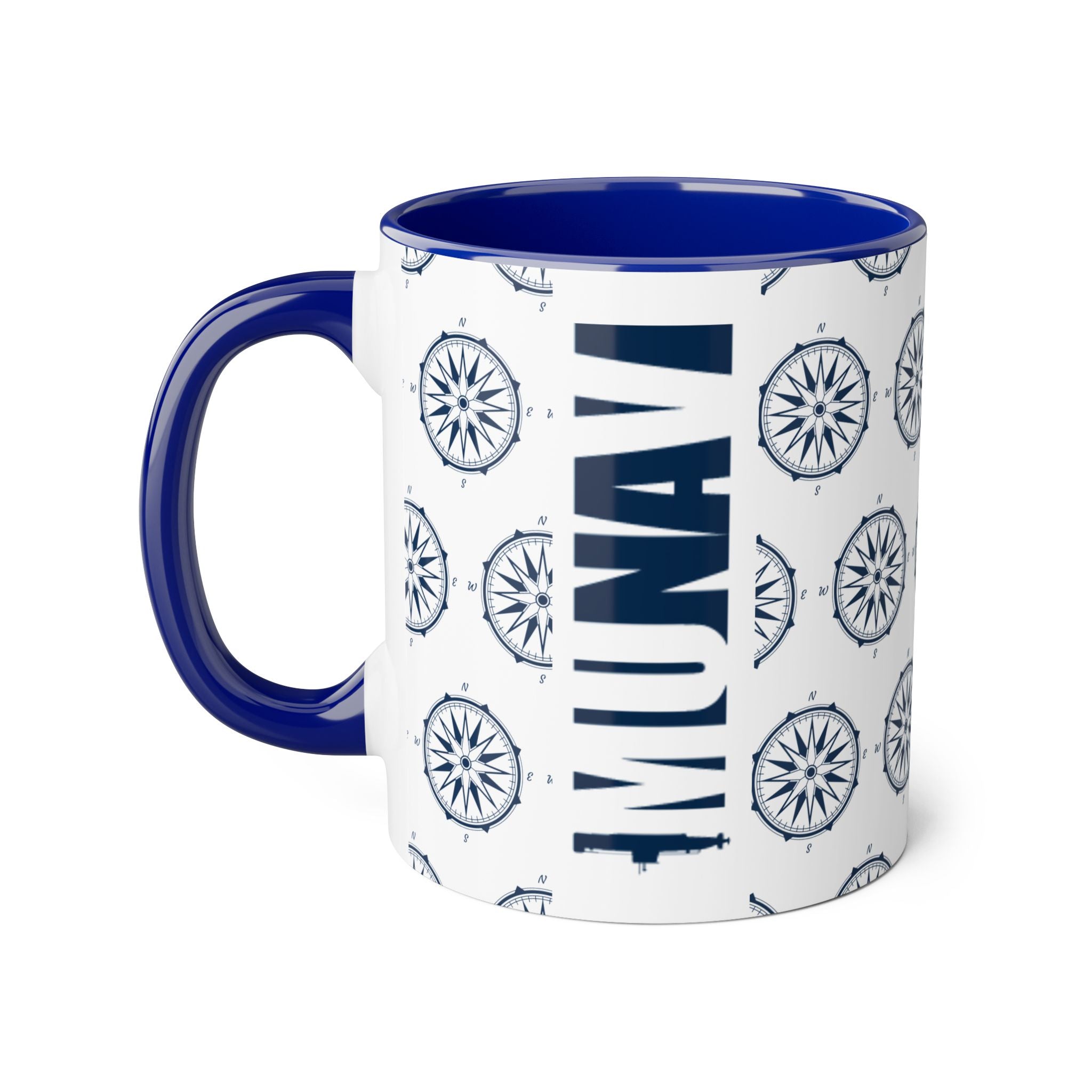 COMPASS MUG | White Mug with blue pattern of a wonderful windrose