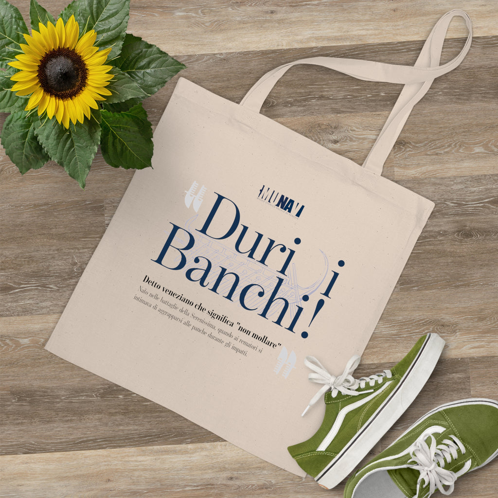 Venetian Words Shopper: Duri i banchi | White heavy-weight cotton shopper with Typical Venetian aphorism