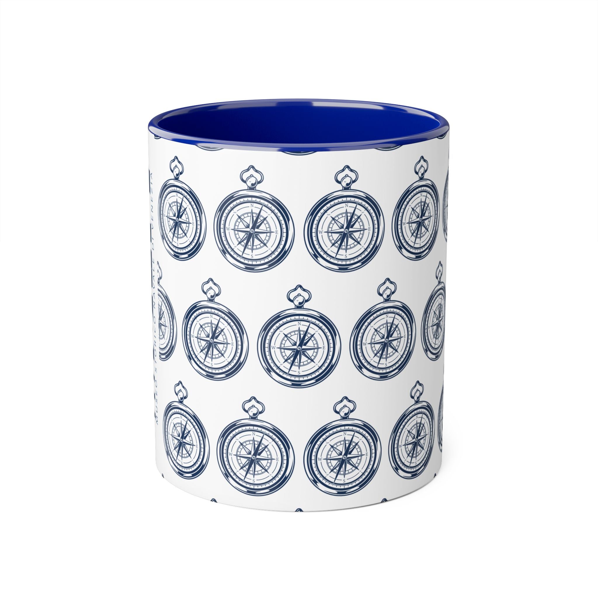 COMPASS MUG | White Mug with blu compass pattern
