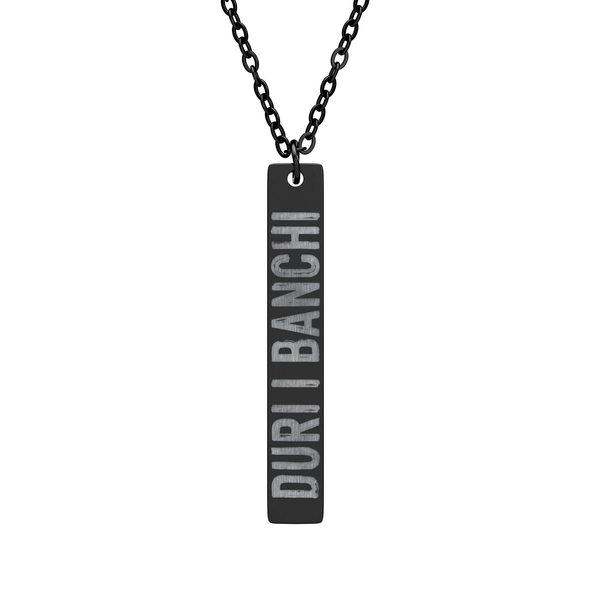 Vertical Necklace Venetian Aphorism | A slim, engraved vertical bar necklace with a typical Venetian aphorism