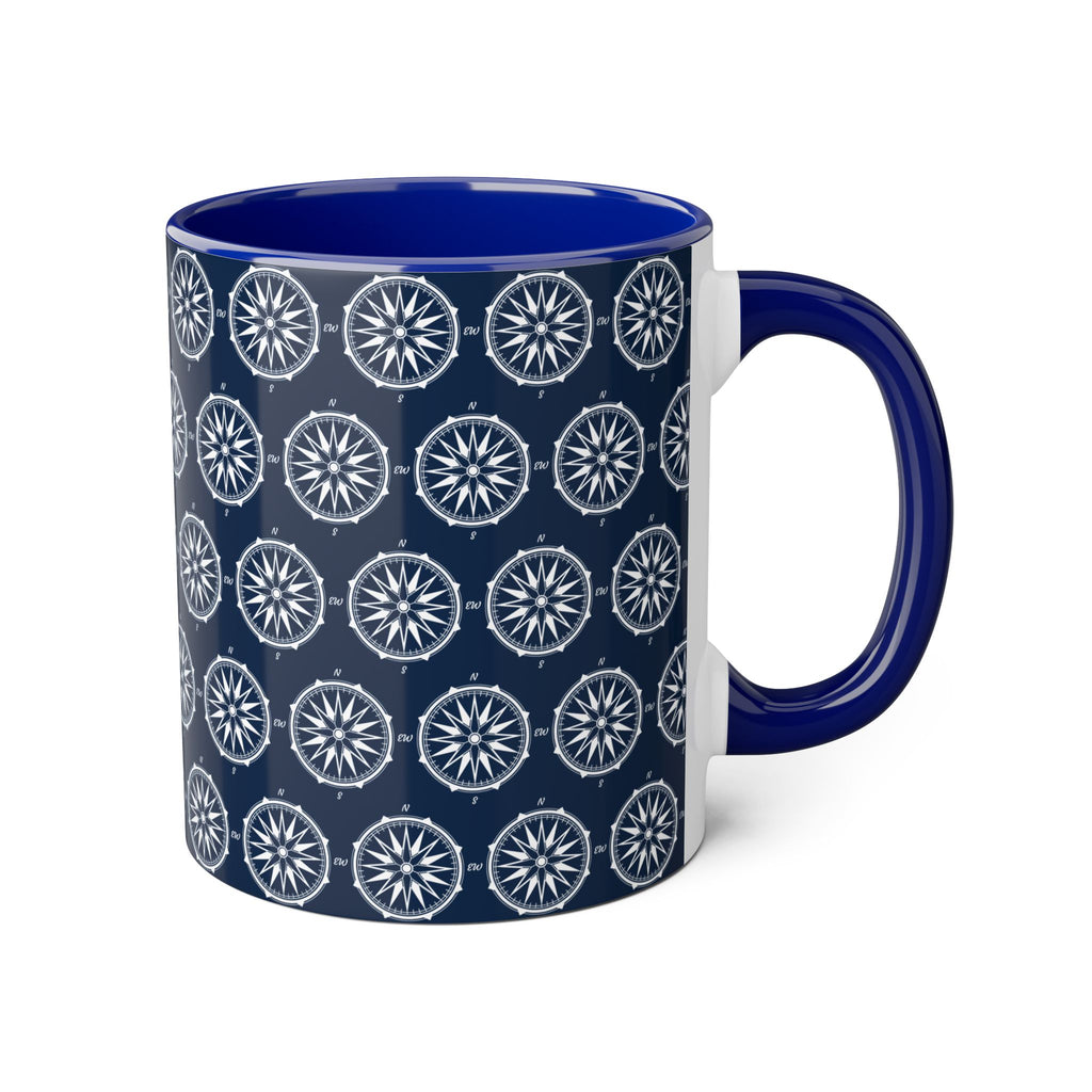 COMPASS MUG | Blue Mug with white pattern of a wonderful windrose
