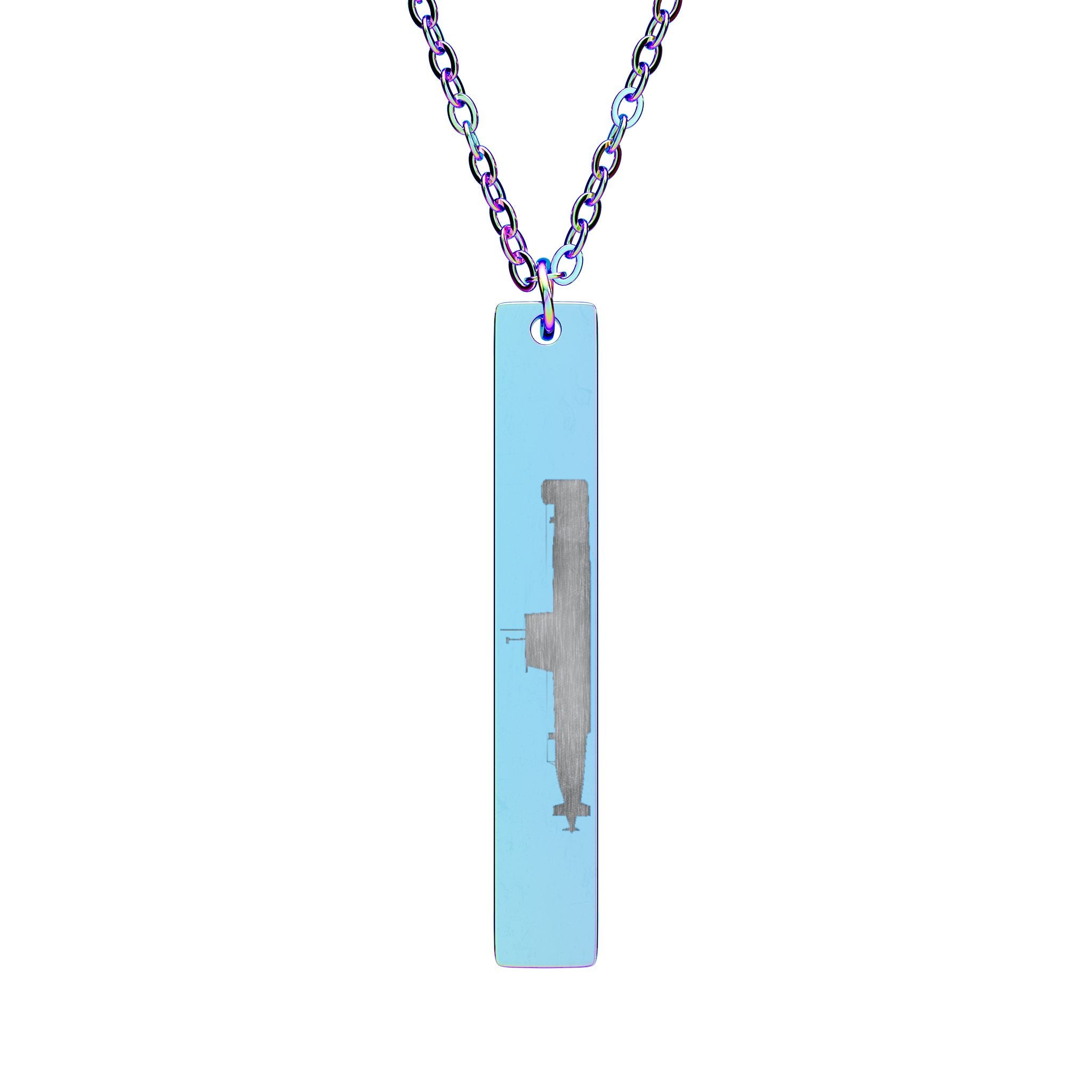 Vertical Necklace DANDOLO | A slim, engraved vertical bar necklace with Dandolo Submarine Silohuette