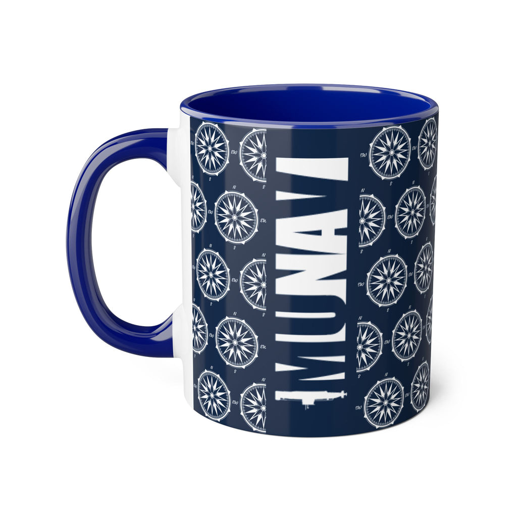 COMPASS MUG | Blue Mug with white pattern of a wonderful windrose