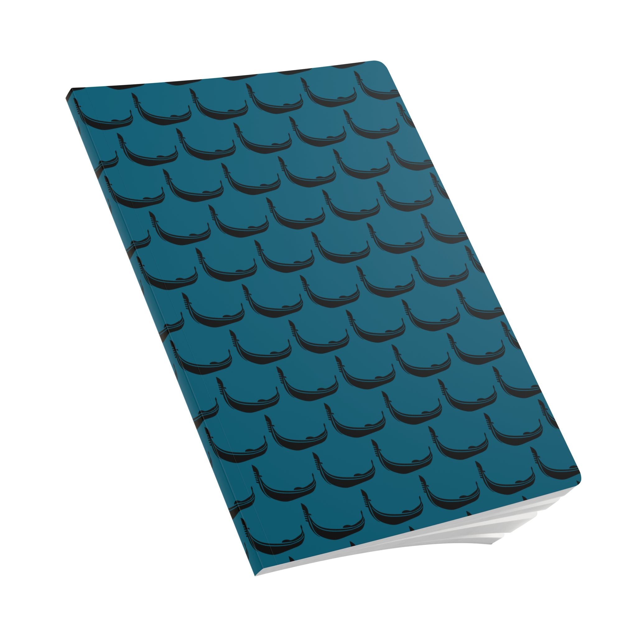 GONDOLA NOTEBOOK | Torquoise notebook with black Gondola pattern