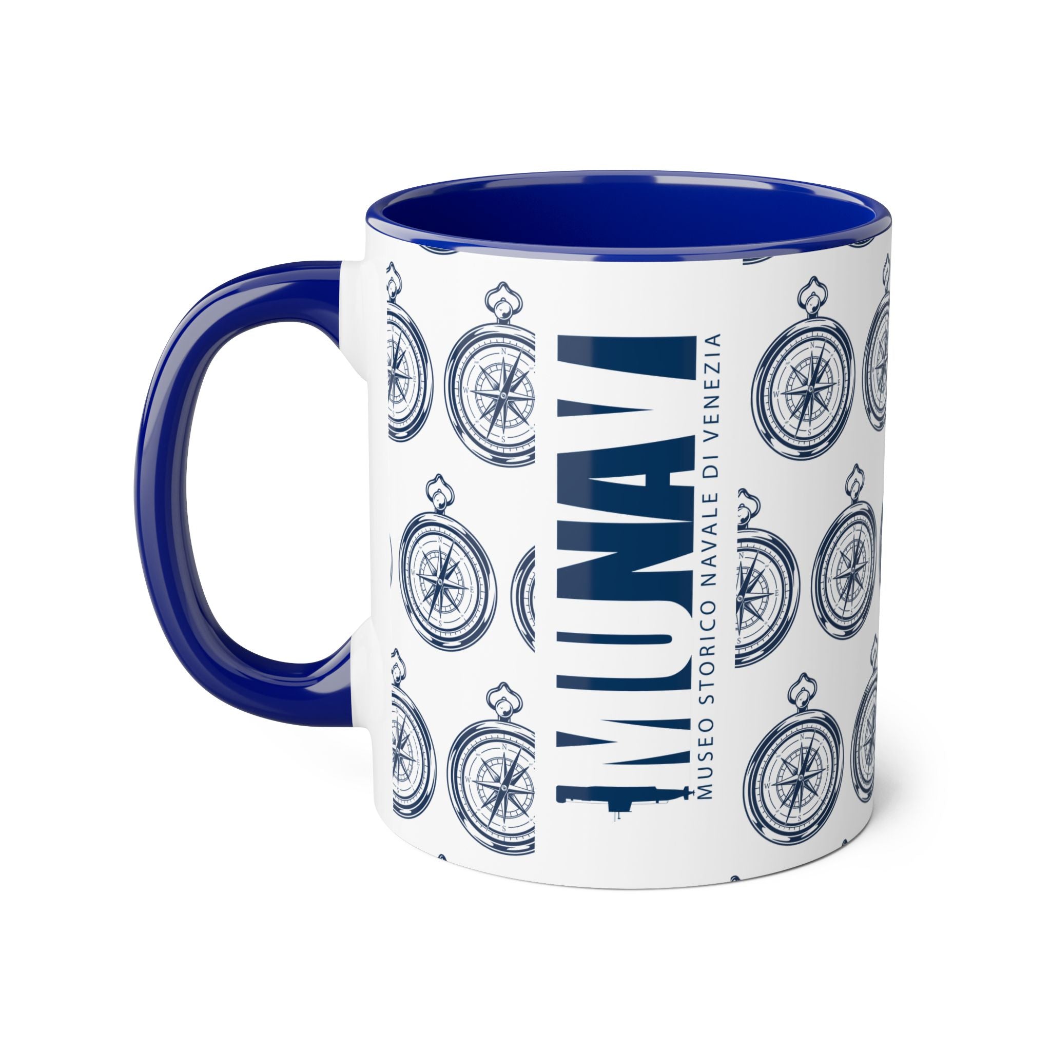 COMPASS MUG | White Mug with blu compass pattern