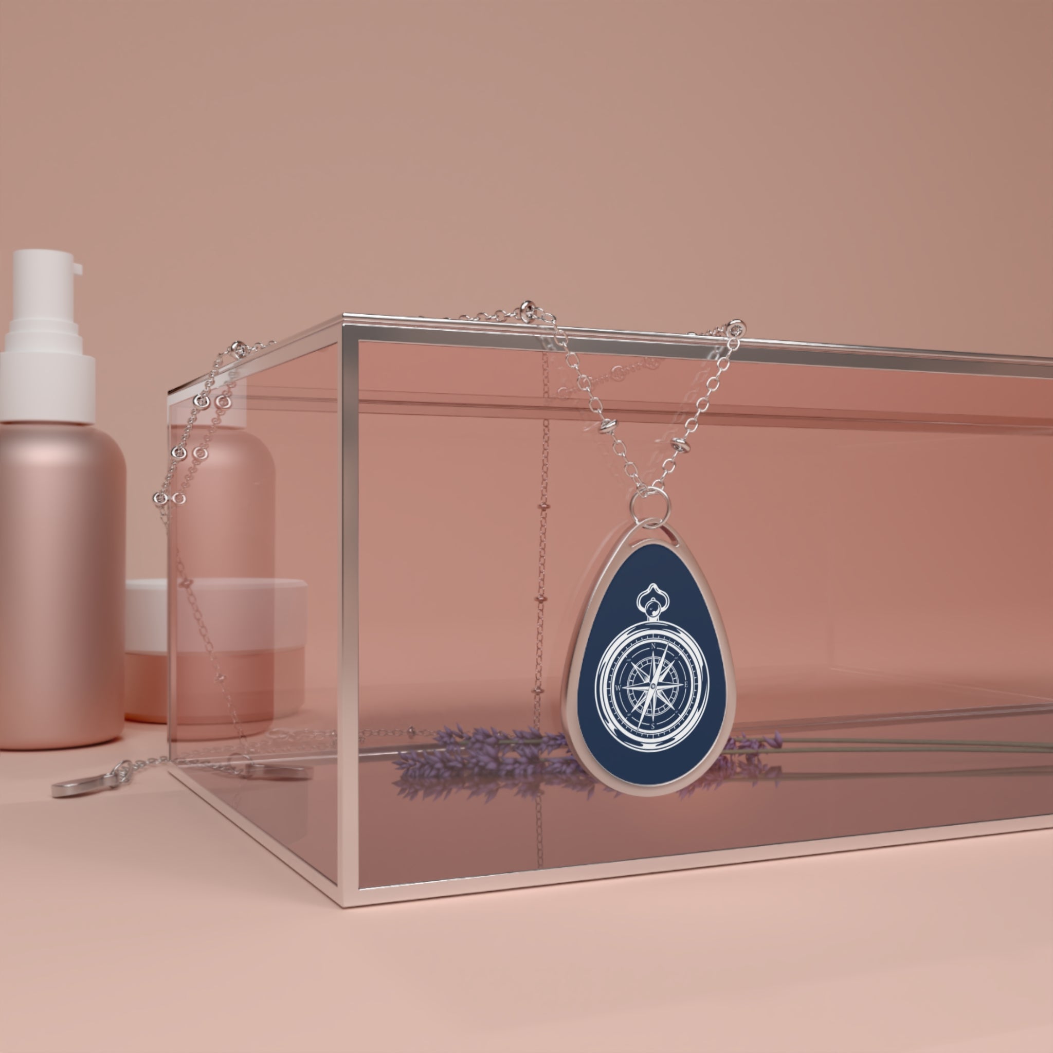 Compass blue ellipse pendant | A delicate ellipse pendant that wears like a little secret