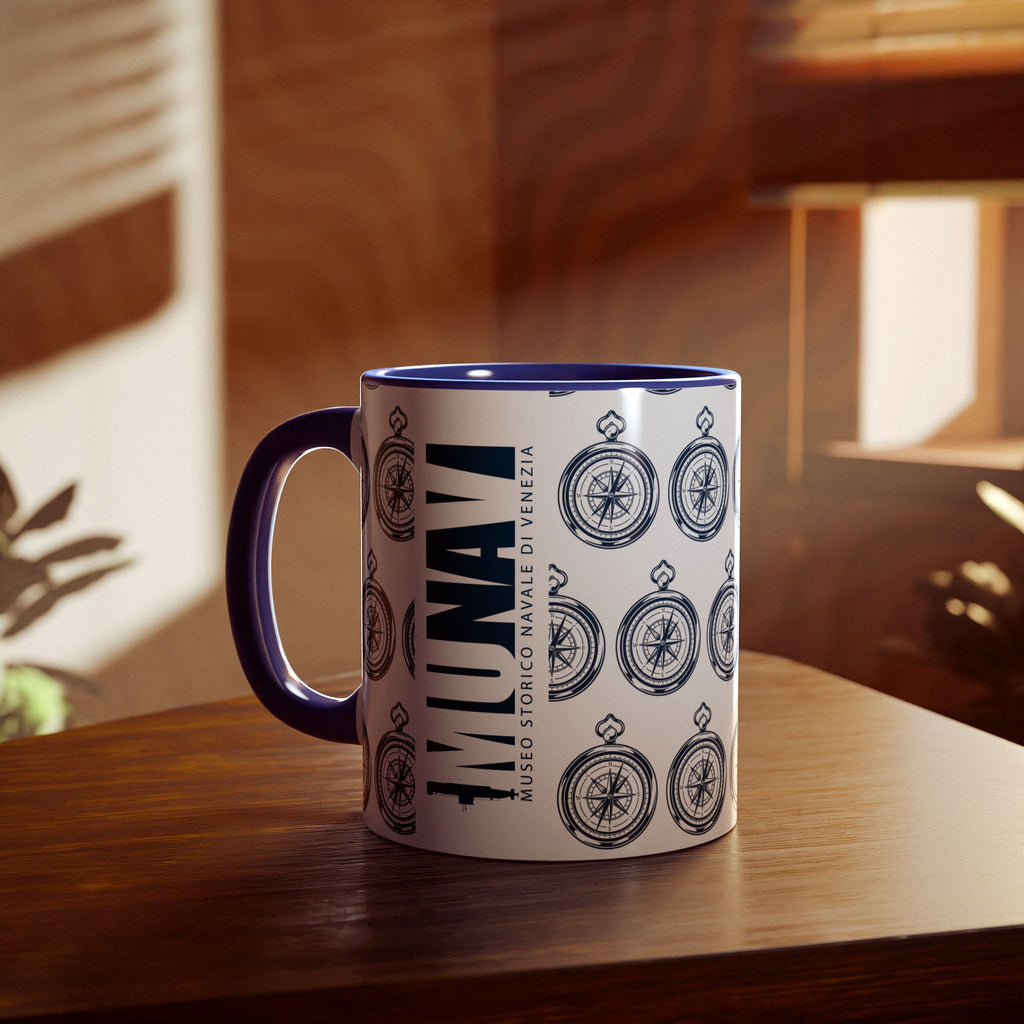COMPASS MUG | White Mug with blu compass pattern