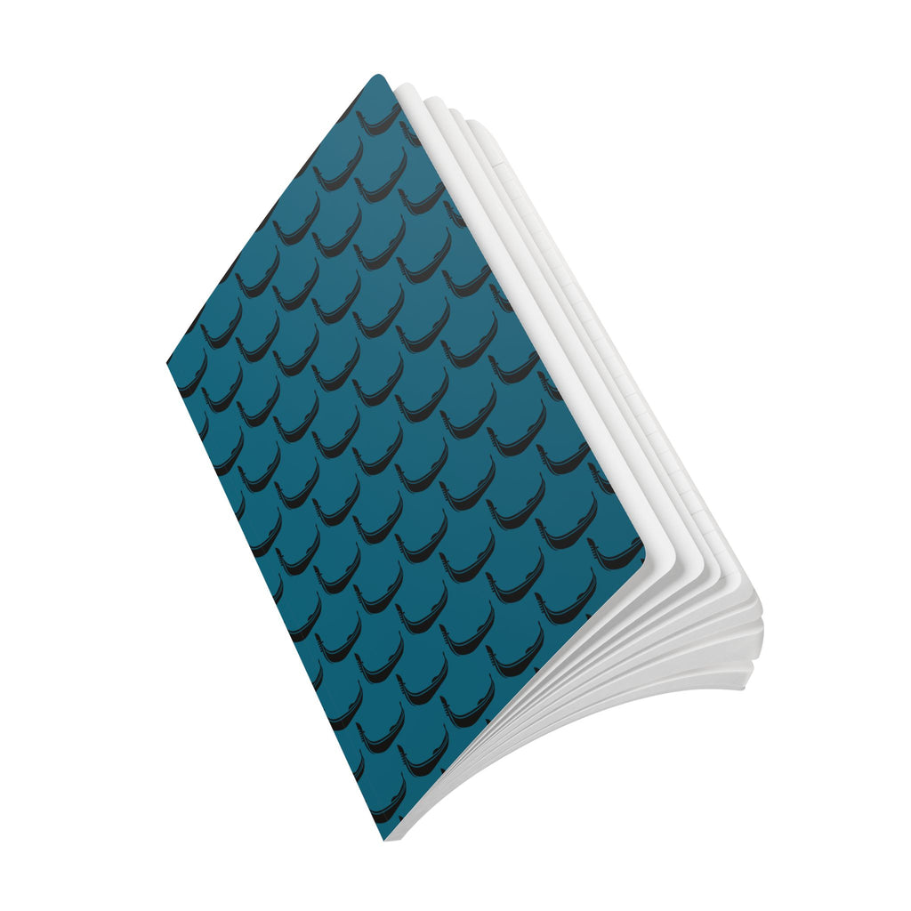 GONDOLA NOTEBOOK | Torquoise notebook with black Gondola pattern