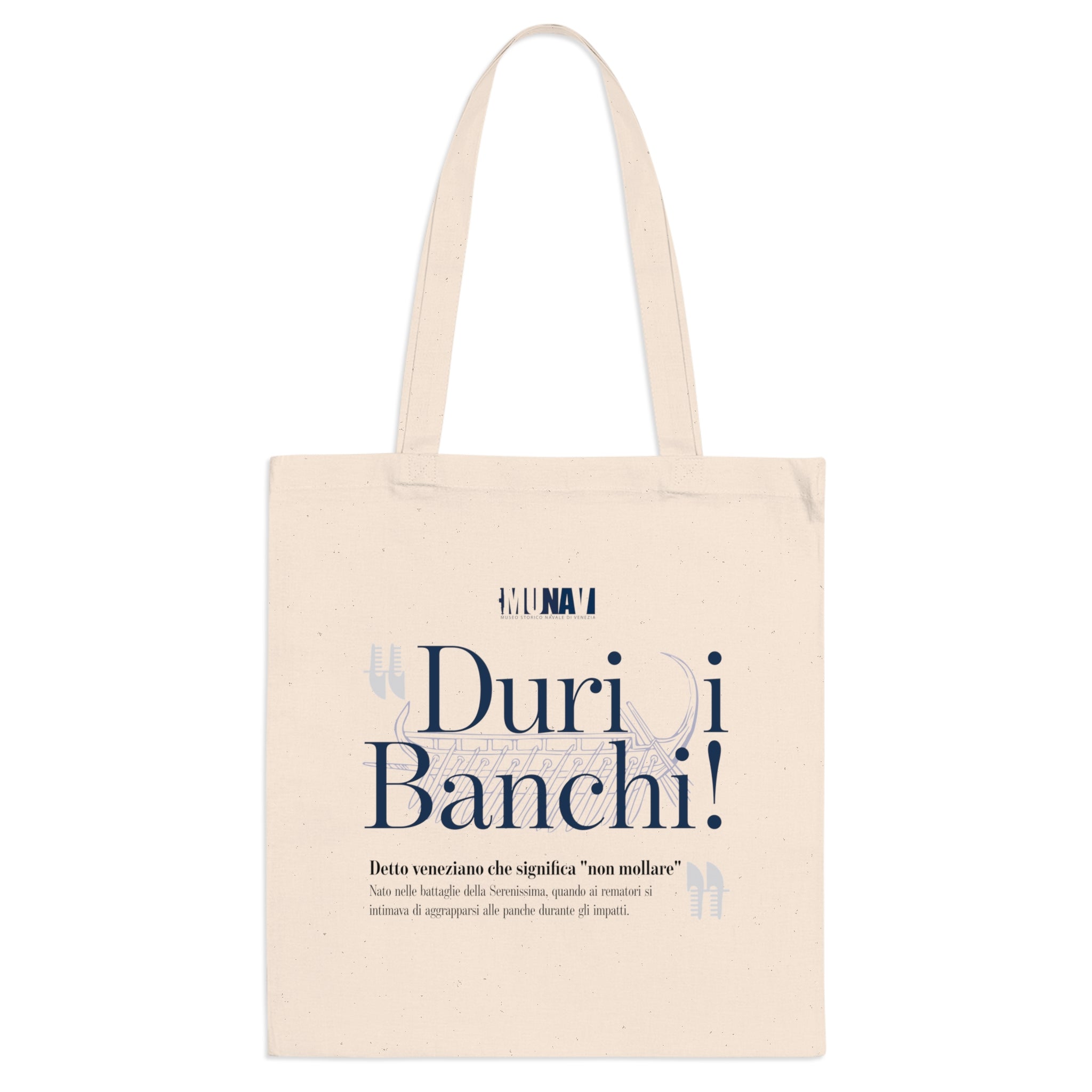 Venetian Words Shopper: Duri i banchi | White heavy-weight cotton shopper with Typical Venetian aphorism