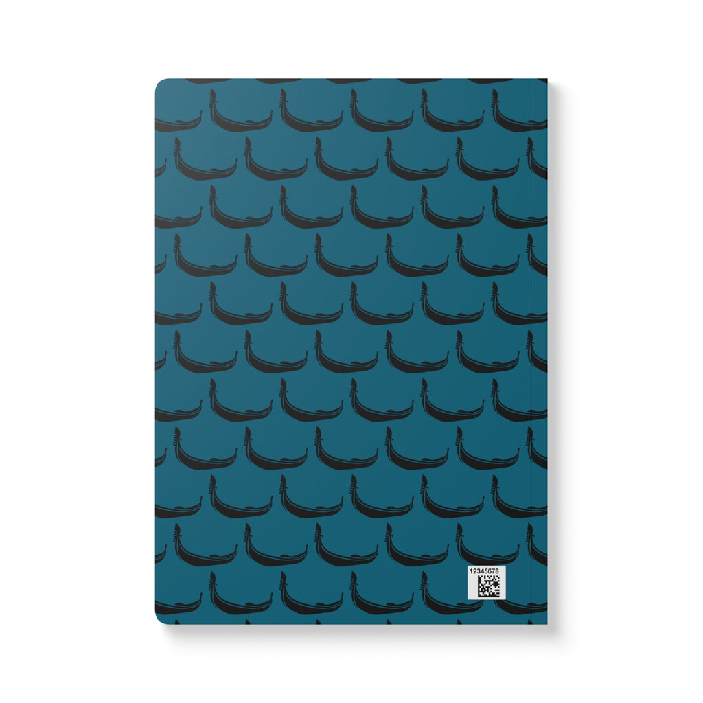 GONDOLA NOTEBOOK | Torquoise notebook with black Gondola pattern