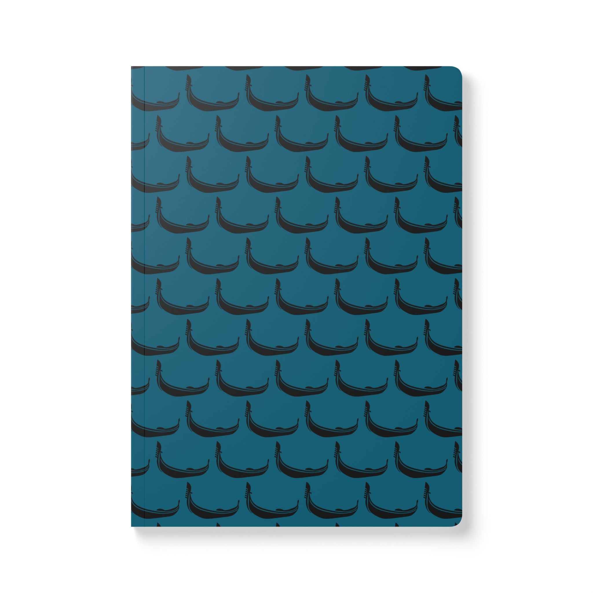 GONDOLA NOTEBOOK | Torquoise notebook with black Gondola pattern