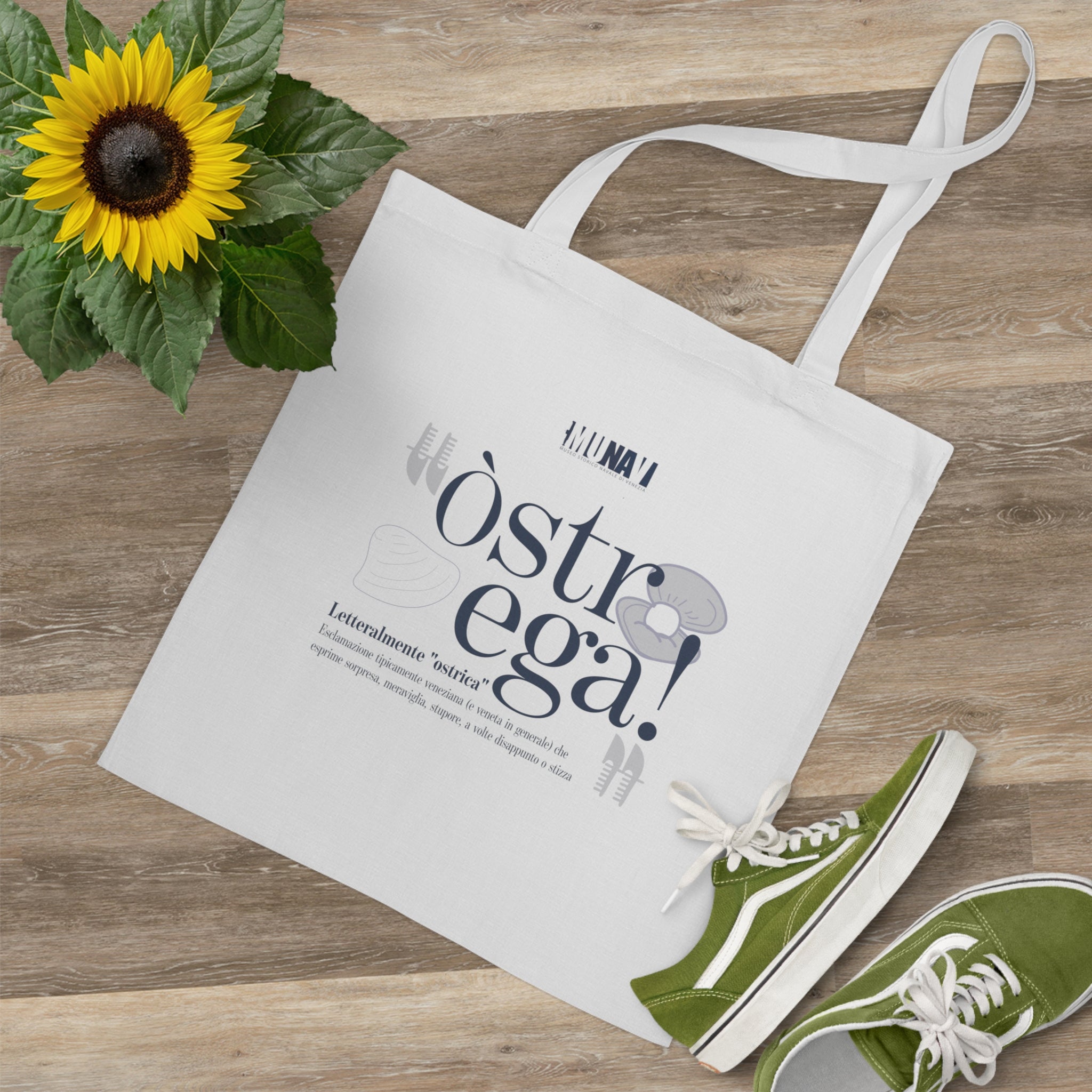 Venetian Words Shopper: Ostrega | White heavy-weight cotton shopper with Typical Venetian Word