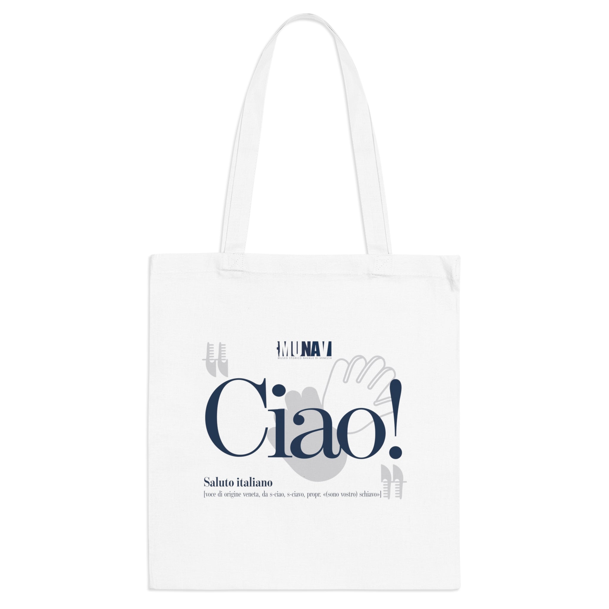 Venetian Words Shopper: Ciao | White heavy-weight cotton shopper with Typical Venetian word