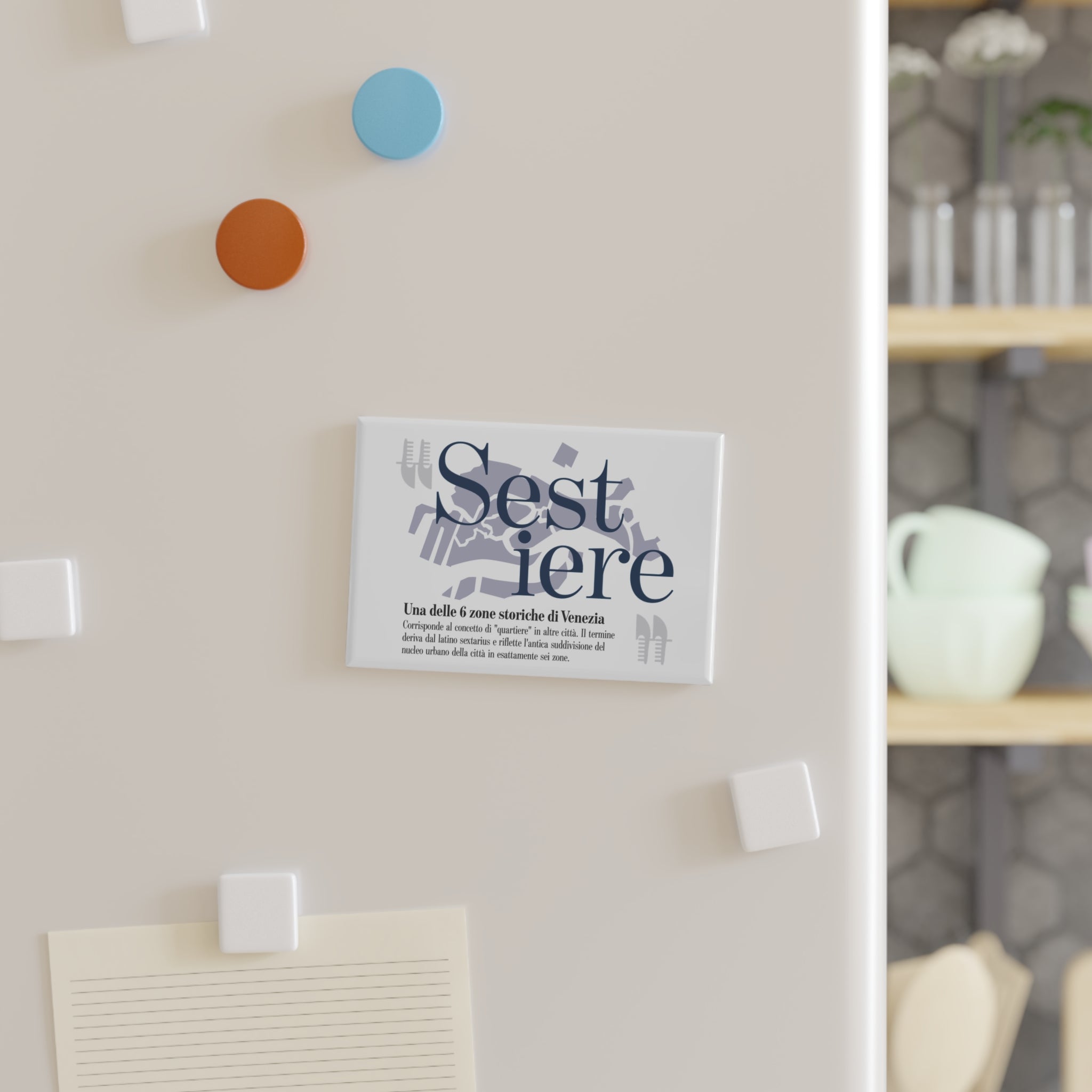 Venetian words magnet | A crisp rectangular magnet of Sestiere