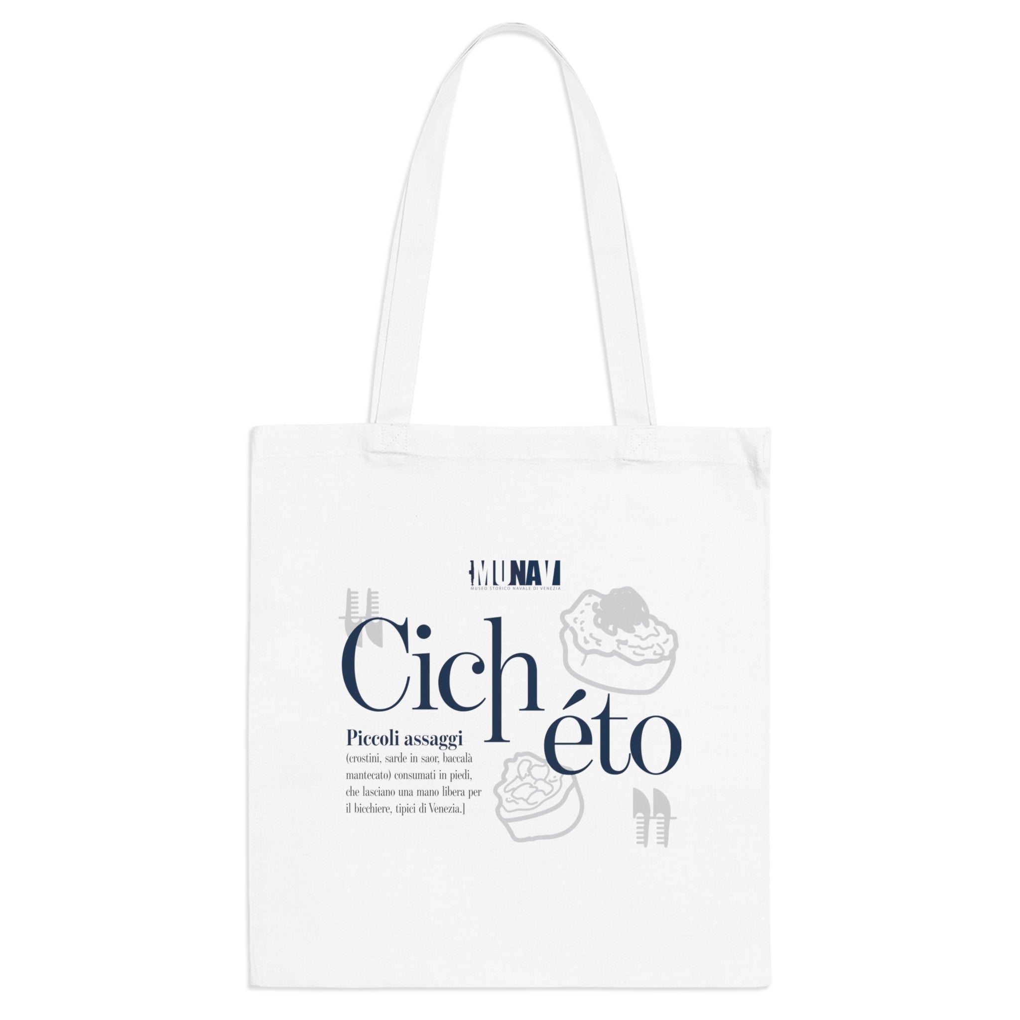 Venetian Words Shopper: Cicheto | White heavy-weight cotton shopper with Typical Venetian Word