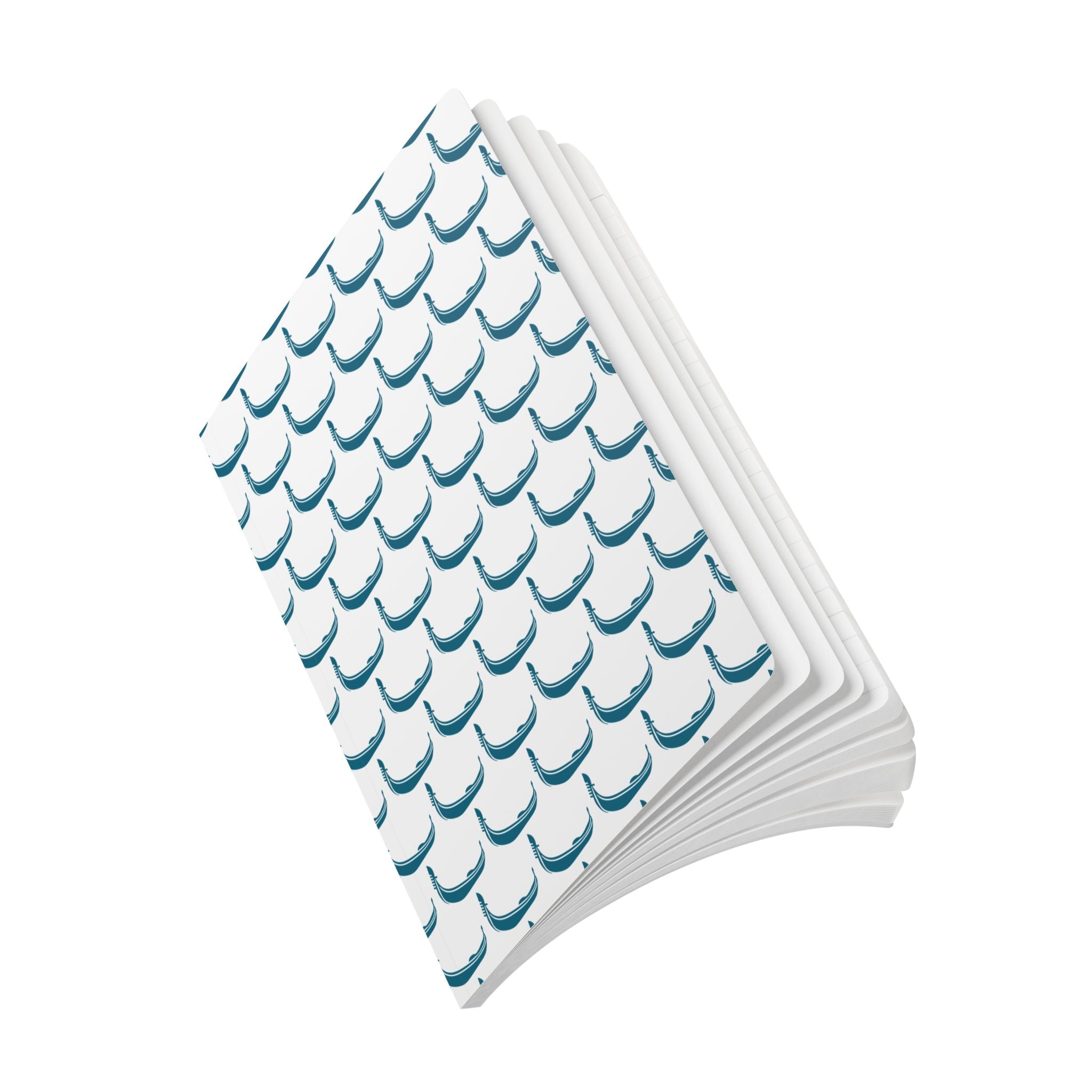 GONDOLA NOTEBOOK | White notebook with turquoise Gondola pattern