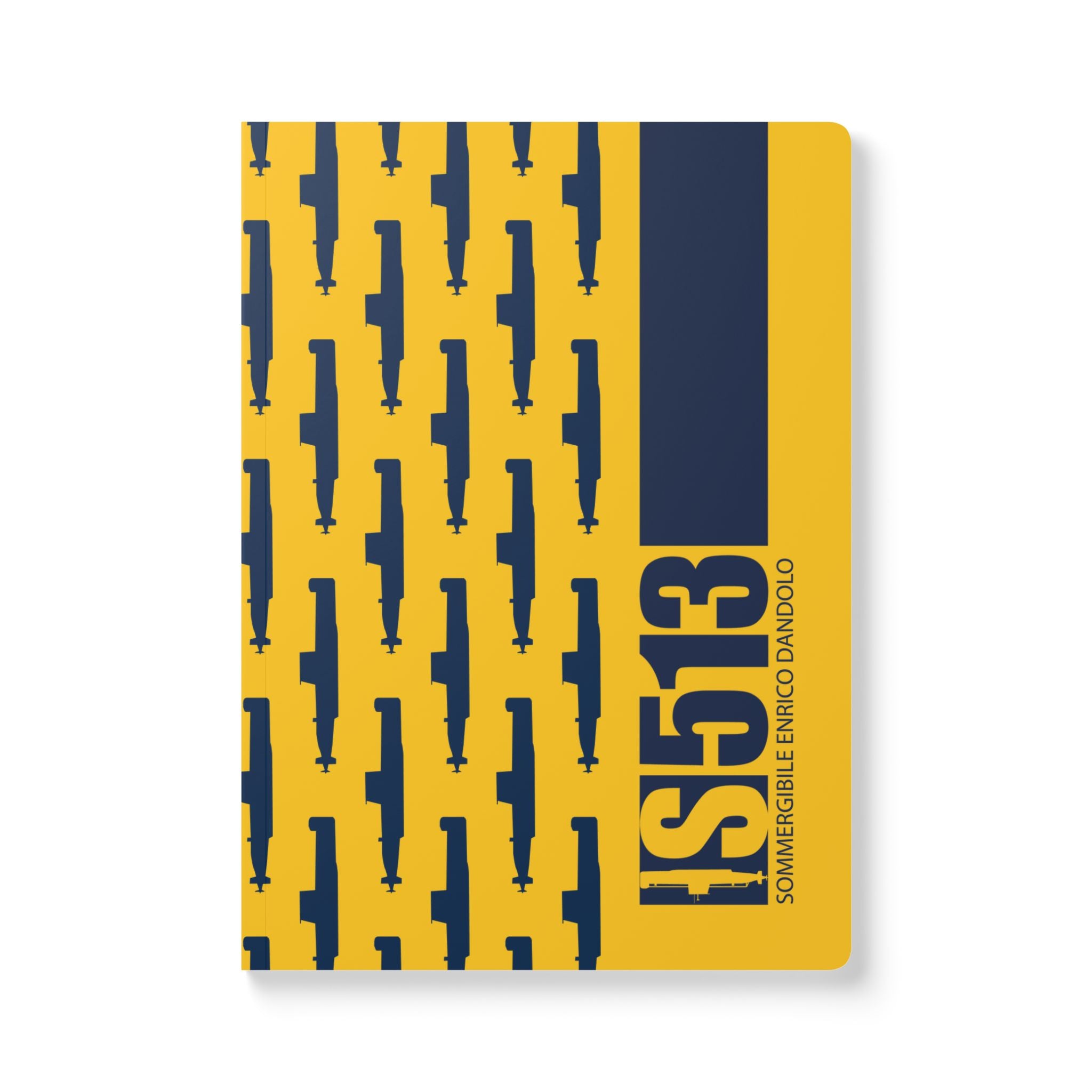 DANDOLO CODE NOTEBOOK | Yellow Notebook with bavy Dandolo Submarine pattern and code