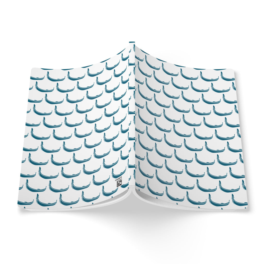 GONDOLA NOTEBOOK | White notebook with turquoise Gondola pattern