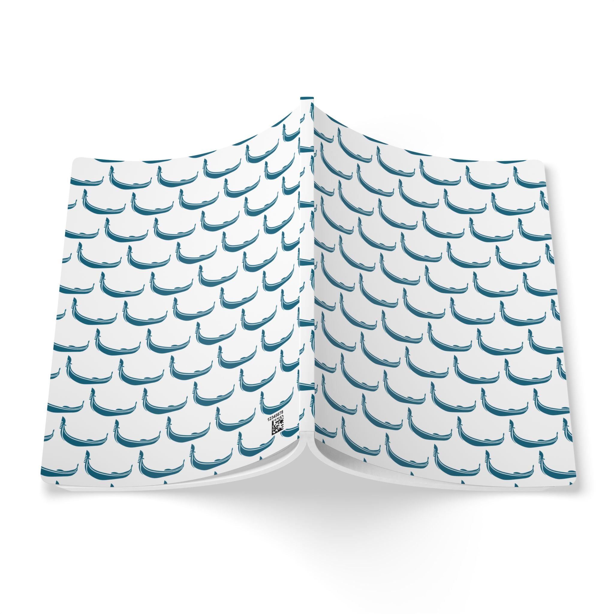 GONDOLA NOTEBOOK | White notebook with turquoise Gondola pattern