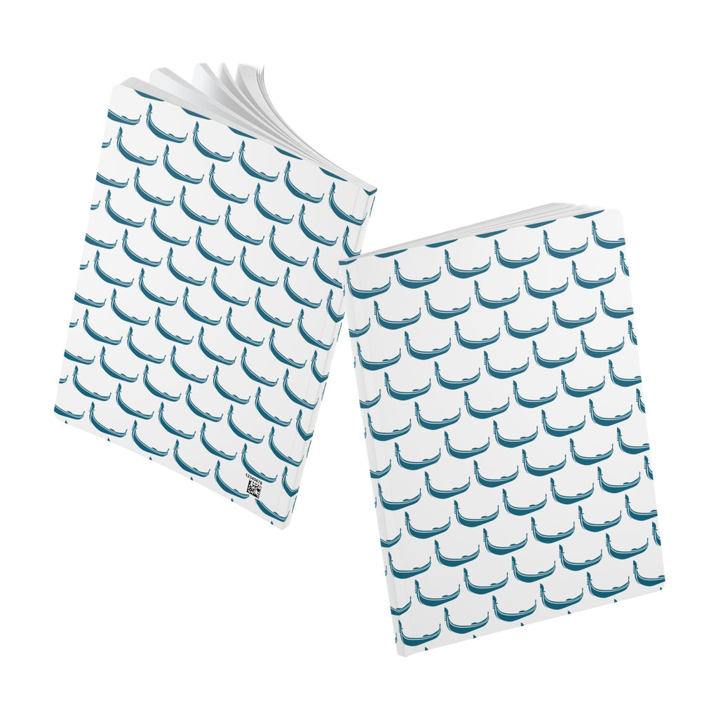 GONDOLA NOTEBOOK | White notebook with turquoise Gondola pattern