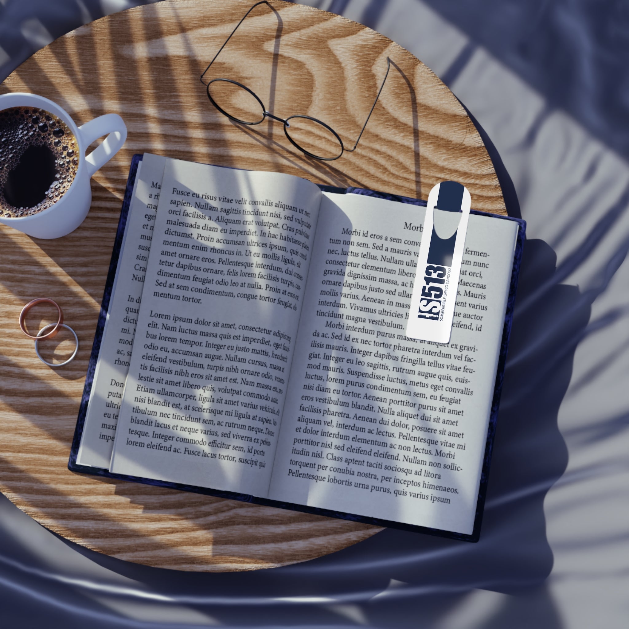 DANDOLO BOOKMARK | White bookmark with navy Dandolo Submarine code