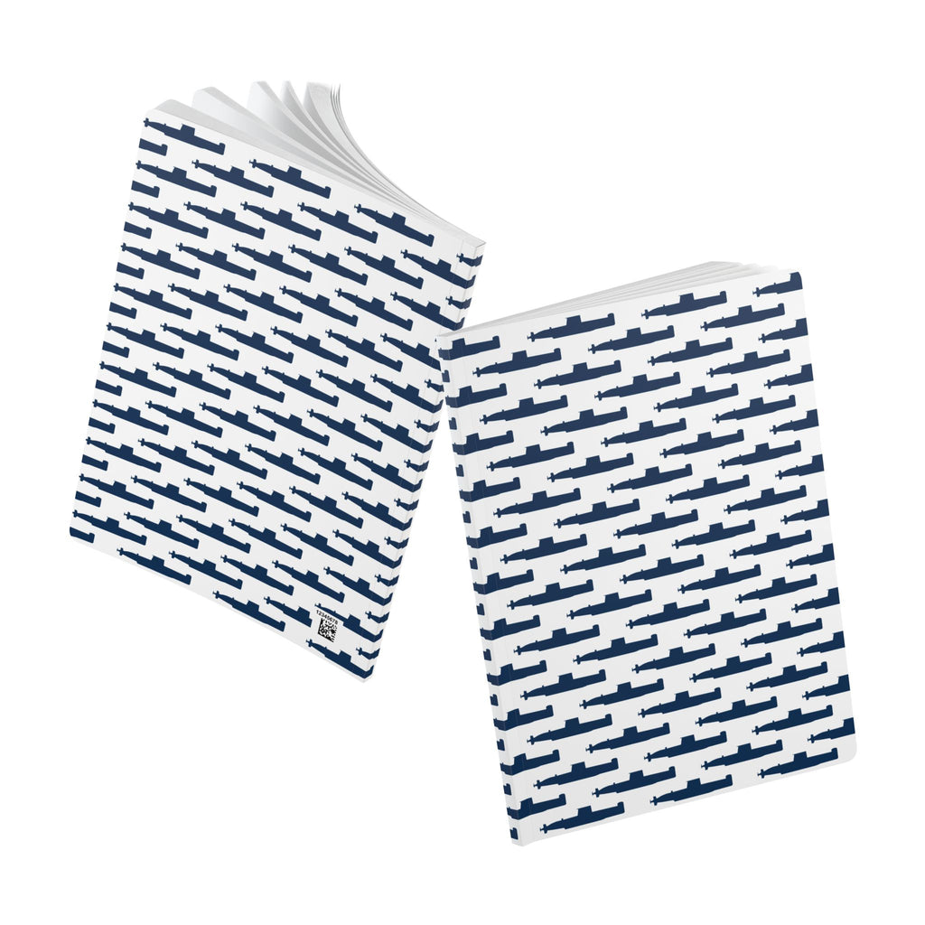 DANDOLO NOTEBOOK | White notebook with navy Dandolo Submarine pattern