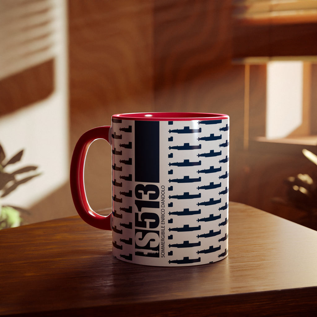 TAZZA DANDOLO | Tazza bianca con motivo blu del sottomarino Dandolo 