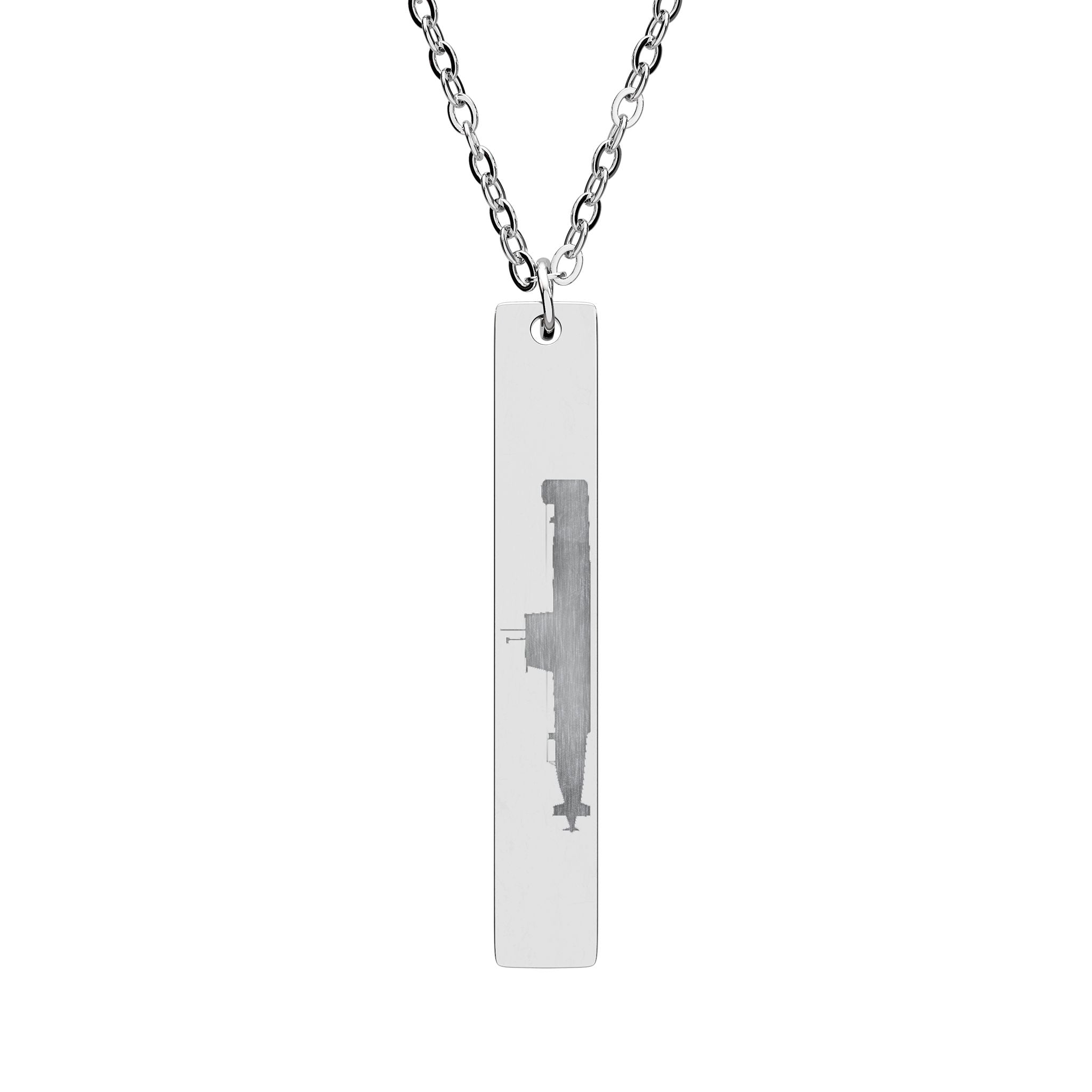 Vertical Necklace DANDOLO | A slim, engraved vertical bar necklace with Dandolo Submarine Silohuette