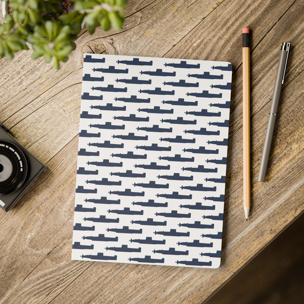 DANDOLO NOTEBOOK | White notebook with navy Dandolo Submarine pattern