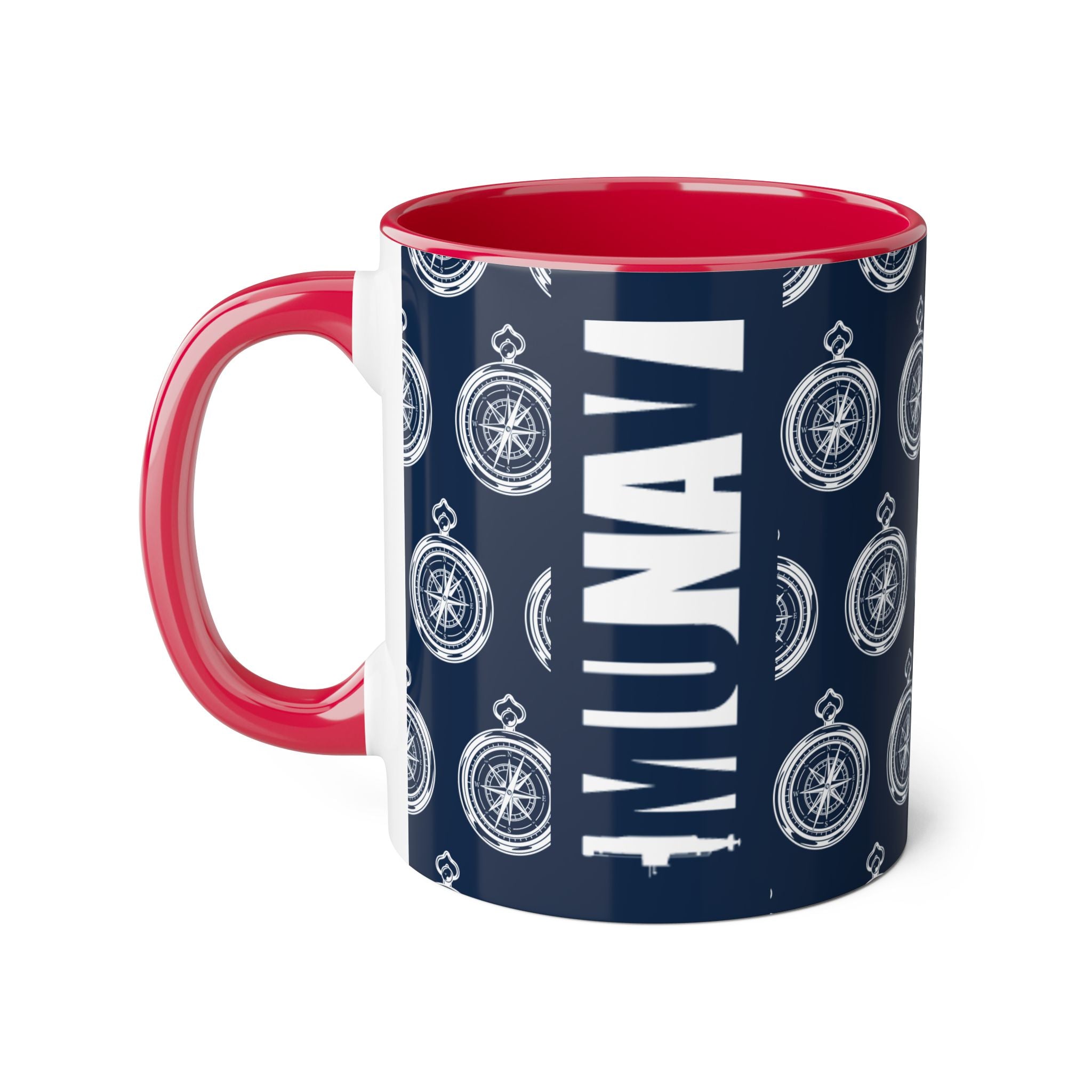 COMPASS MUG | Blue Mug with white pattern of a wonderful compass
