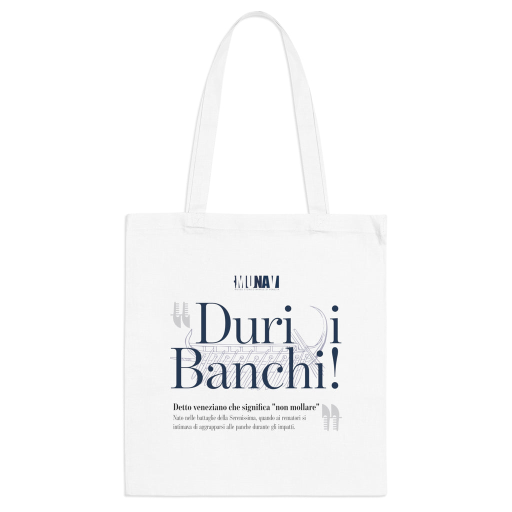Venetian Words Shopper: Duri i banchi | White heavy-weight cotton shopper with Typical Venetian aphorism