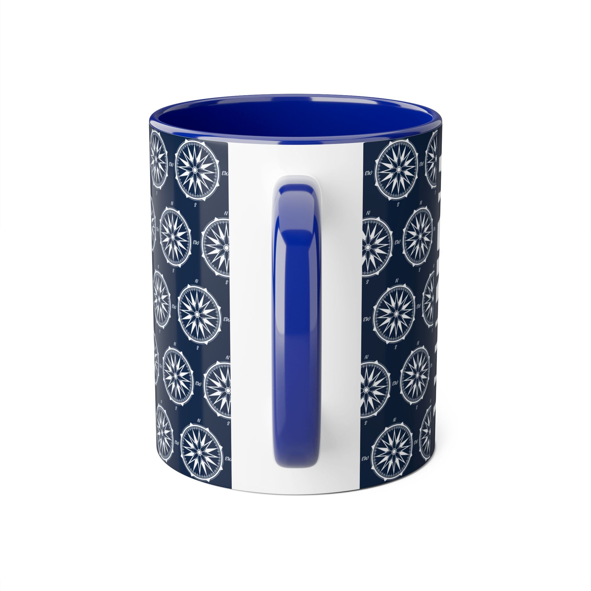 COMPASS MUG | Blue Mug with white pattern of a wonderful windrose
