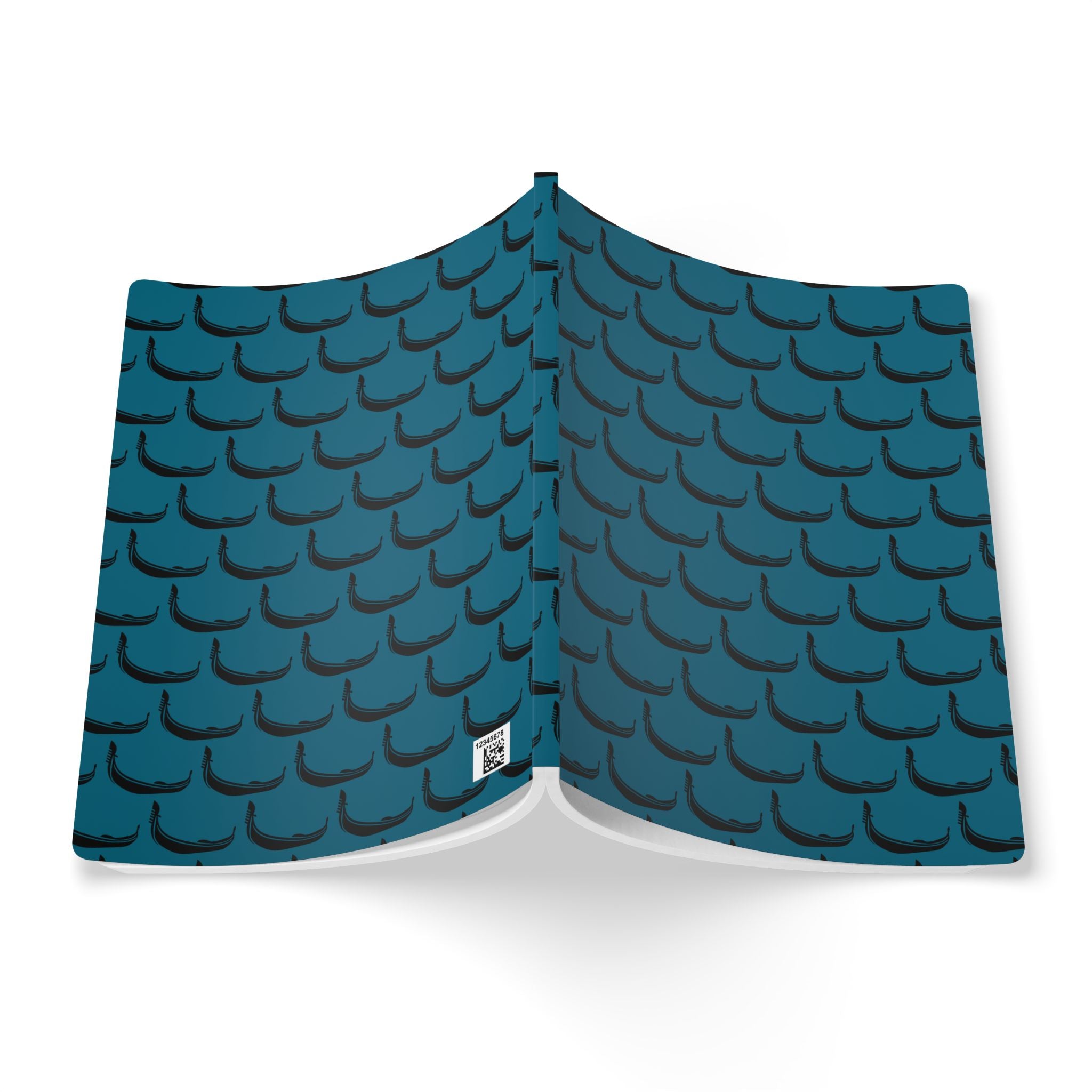 GONDOLA NOTEBOOK | Torquoise notebook with black Gondola pattern