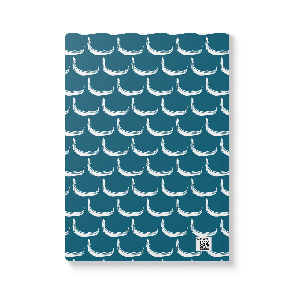 GONDOLA NOTEBOOK | Torquoise notebook with white Gondola pattern