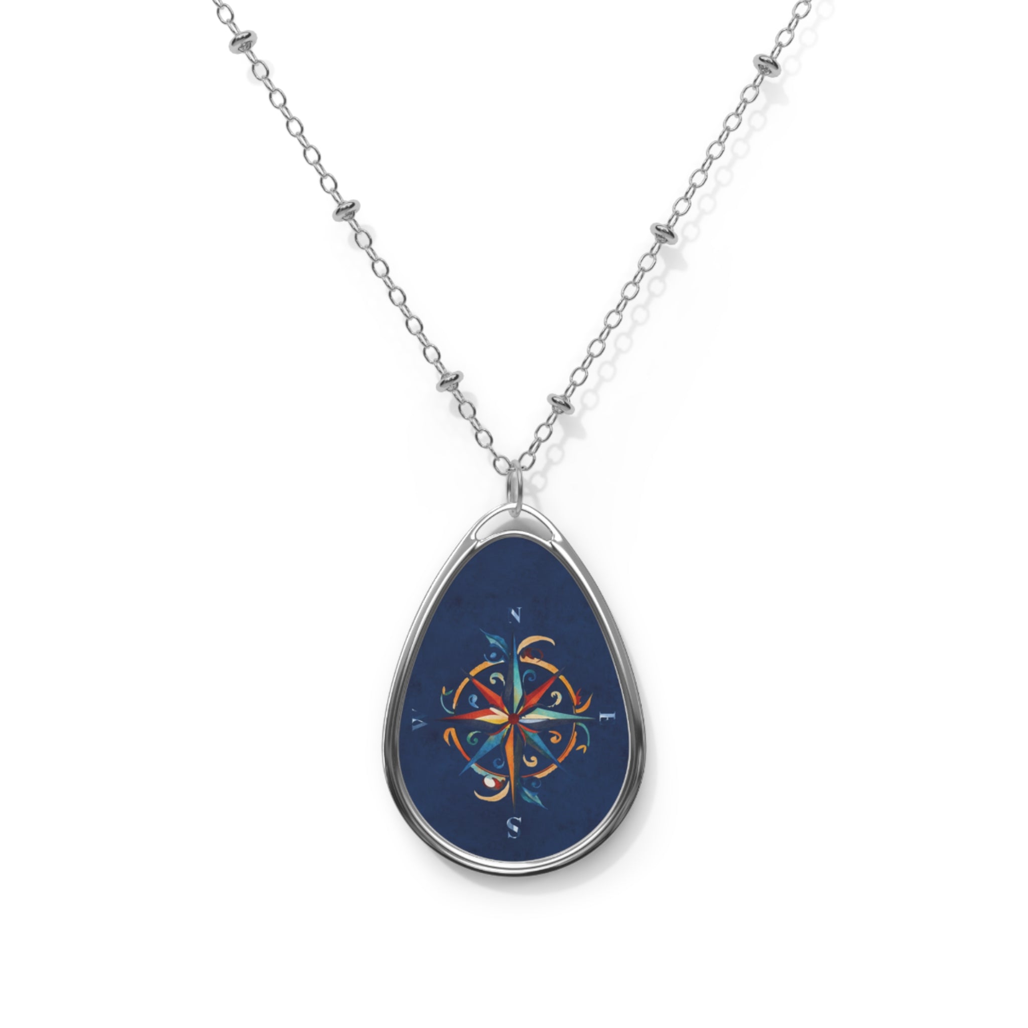 Windrose blue ellipse pendant | A delicate ellipse pendant that wears like a little secret