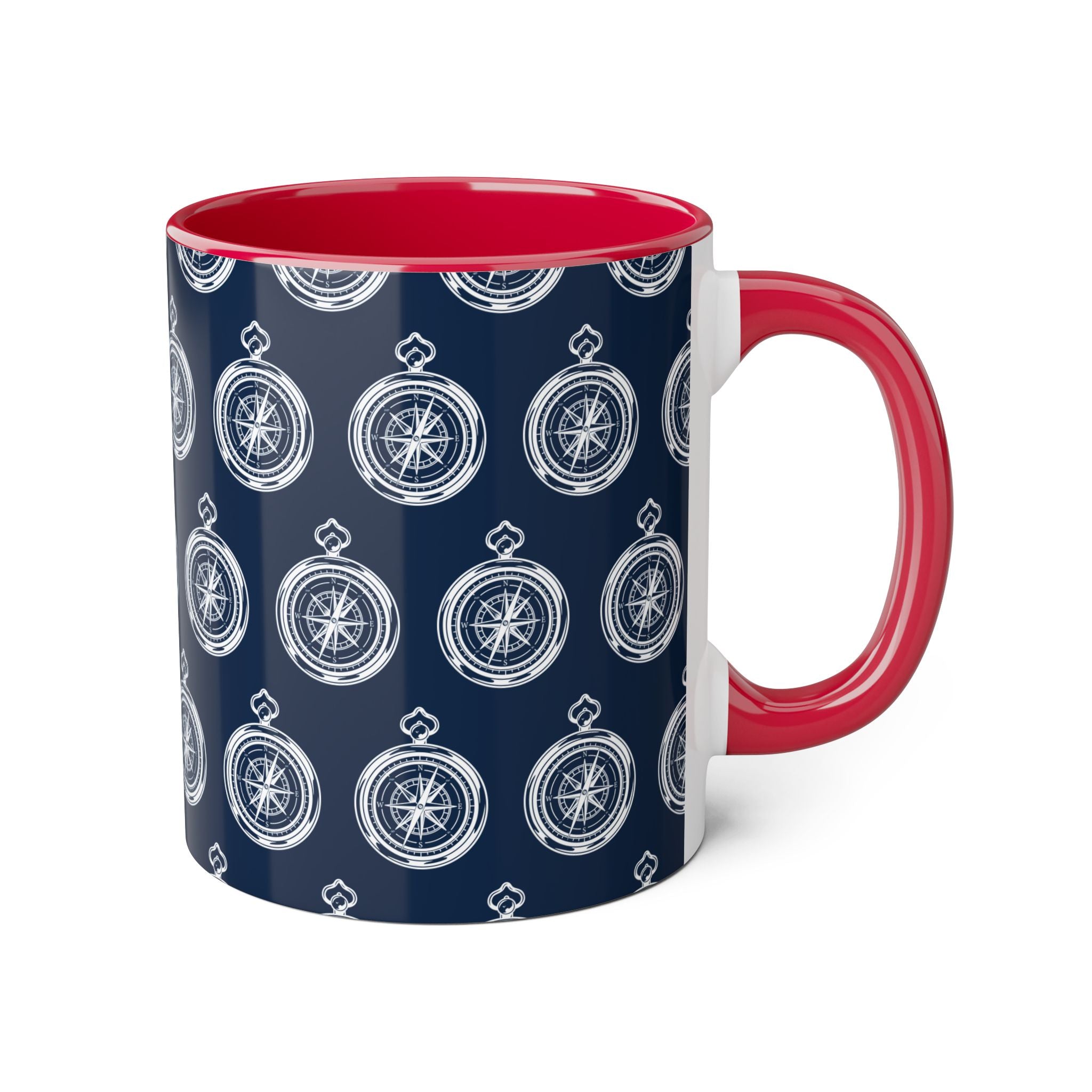 COMPASS MUG | Blue Mug with white pattern of a wonderful compass