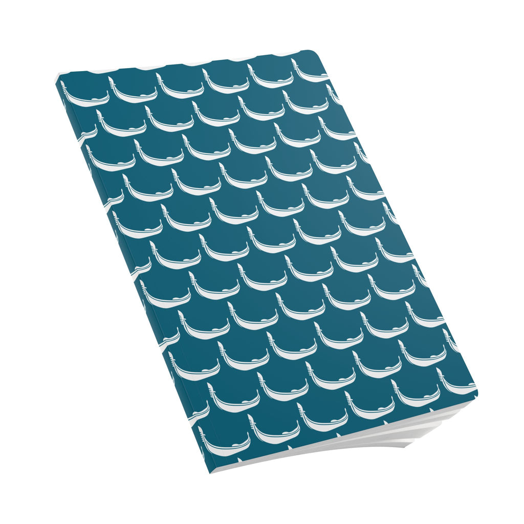 GONDOLA NOTEBOOK | Torquoise notebook with white Gondola pattern