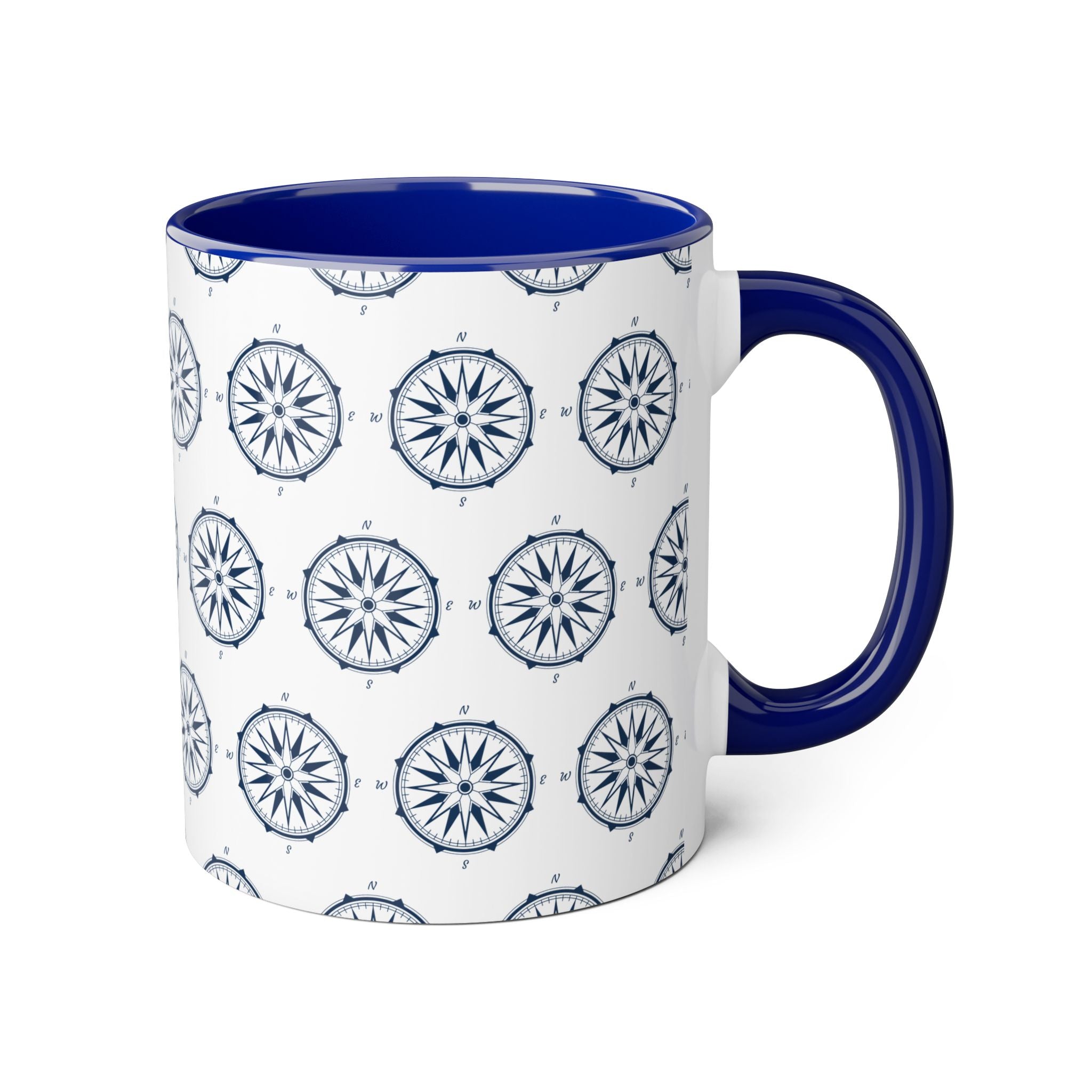 COMPASS MUG | White Mug with blue pattern of a wonderful windrose