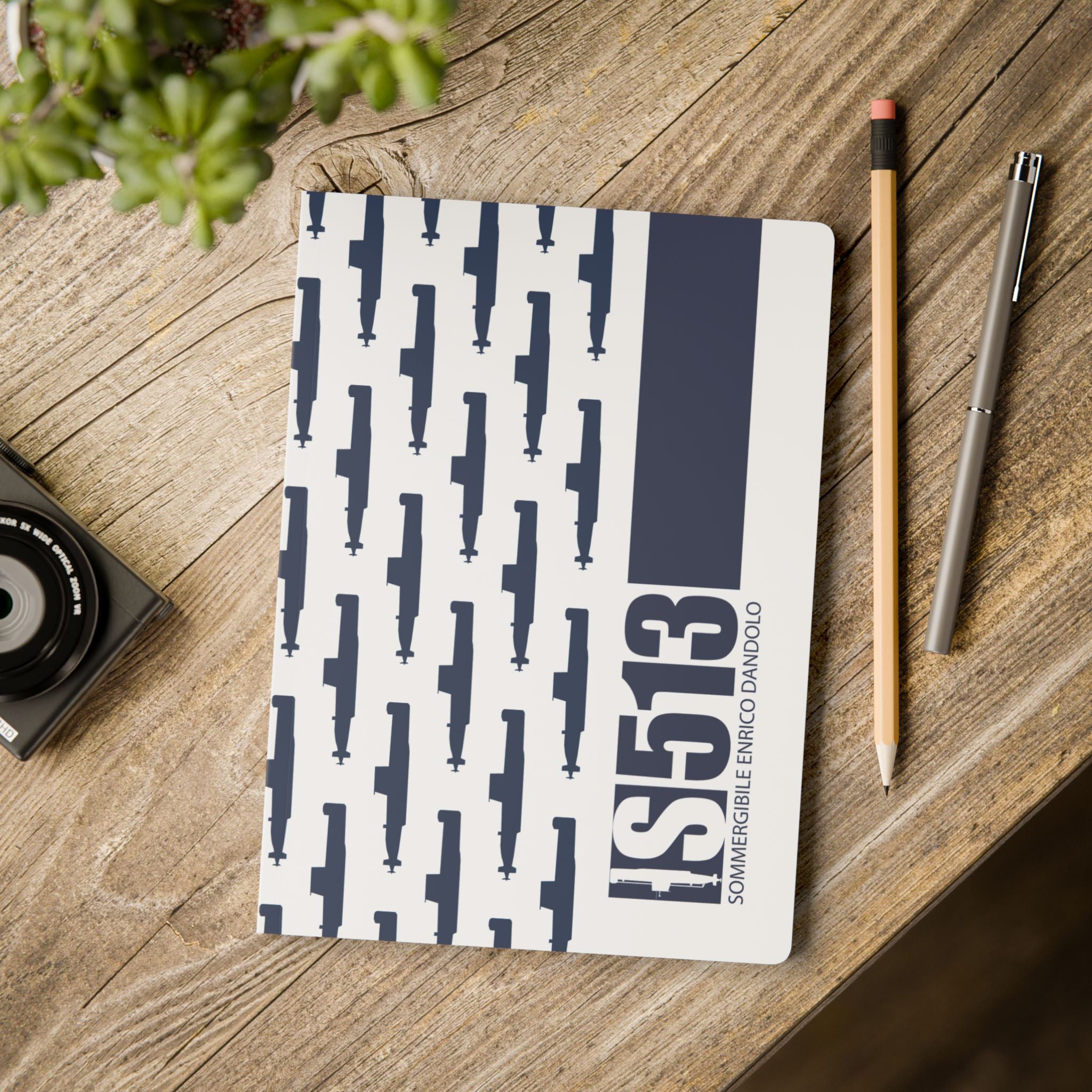 DANDOLO CODE NOTEBOOK | White Notebook with Navy Dandolo Submarine pattern and code