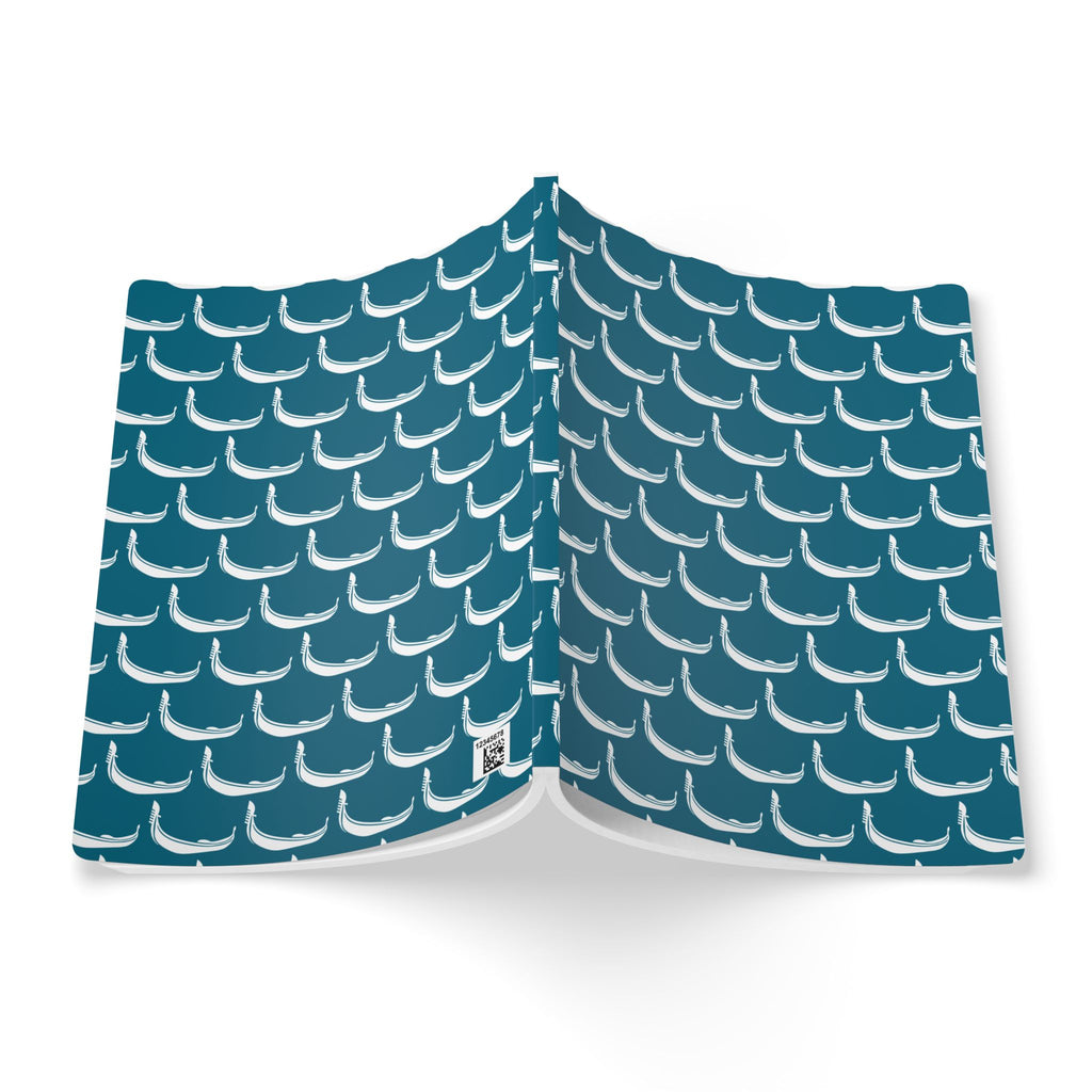 GONDOLA NOTEBOOK | Torquoise notebook with white Gondola pattern