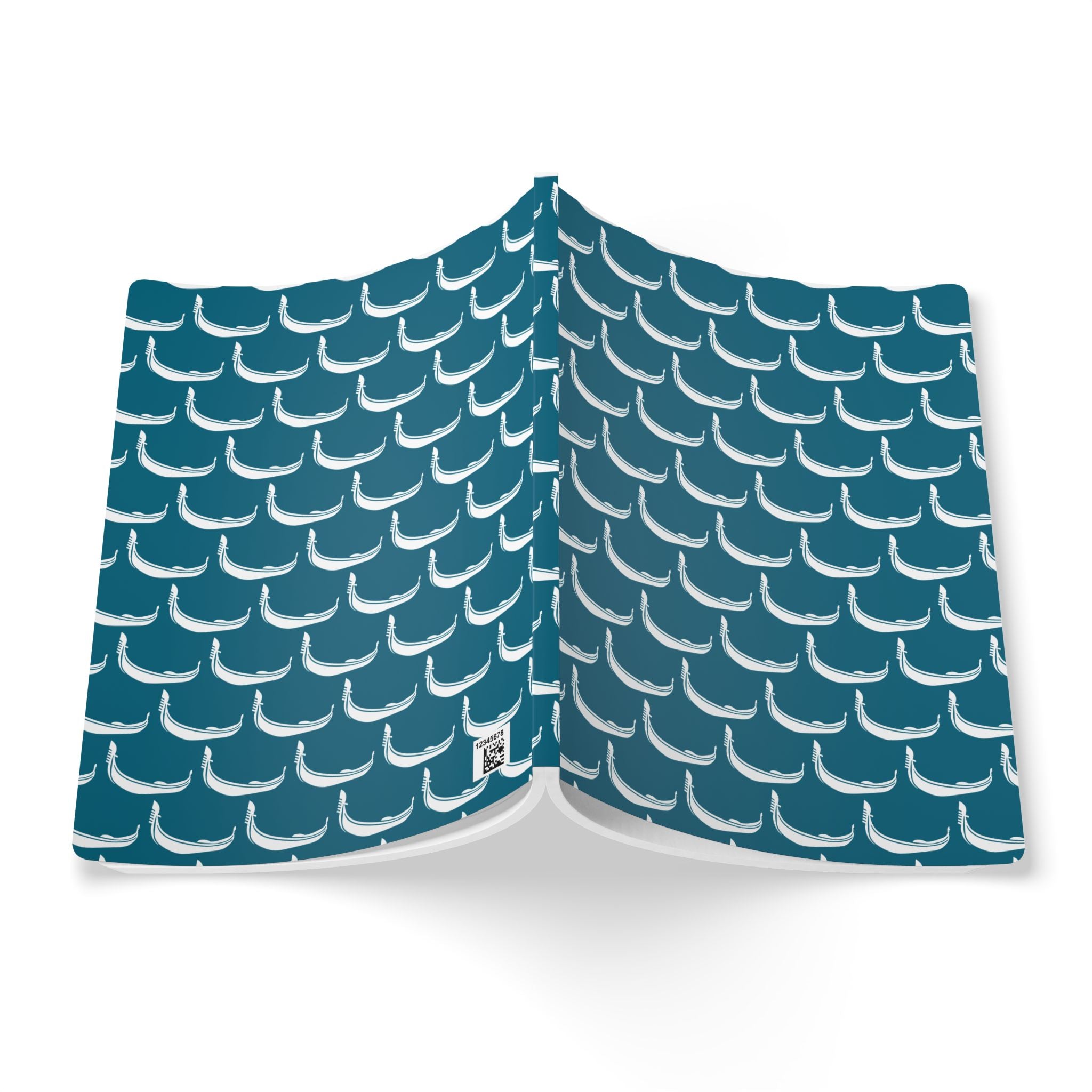 GONDOLA NOTEBOOK | Torquoise notebook with white Gondola pattern