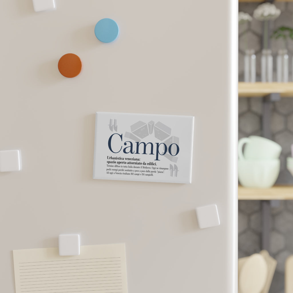 Calamita con parole veneziane | Una calamita rettangolare nitida di Campo 