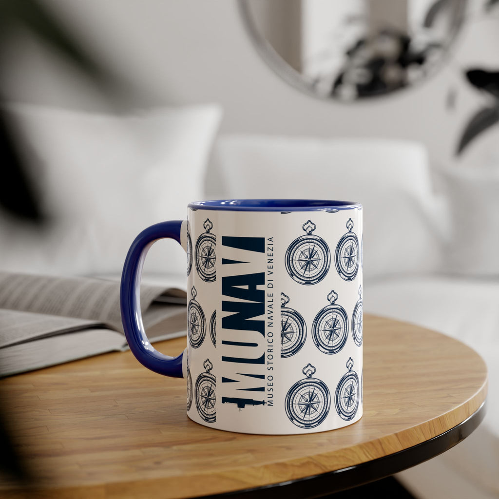 COMPASS MUG | White Mug with blu compass pattern