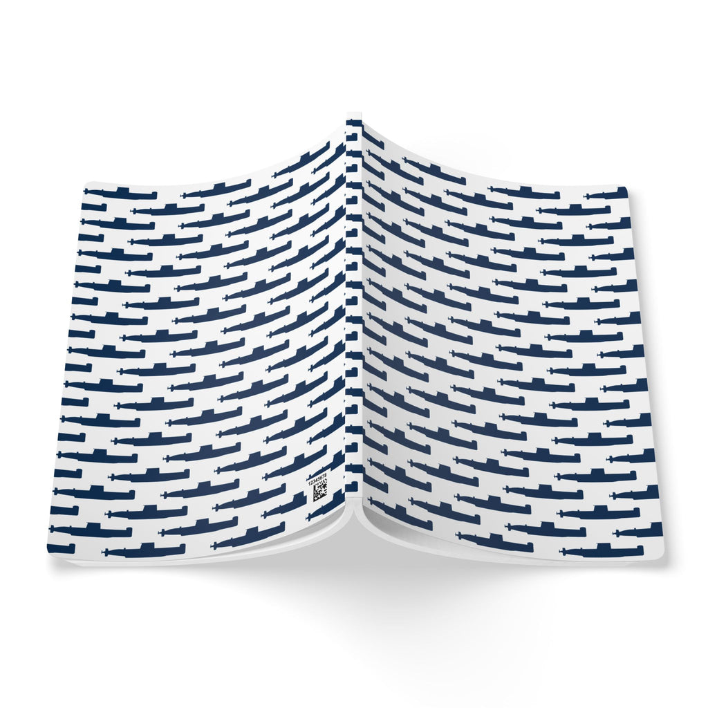 DANDOLO NOTEBOOK | White notebook with navy Dandolo Submarine pattern