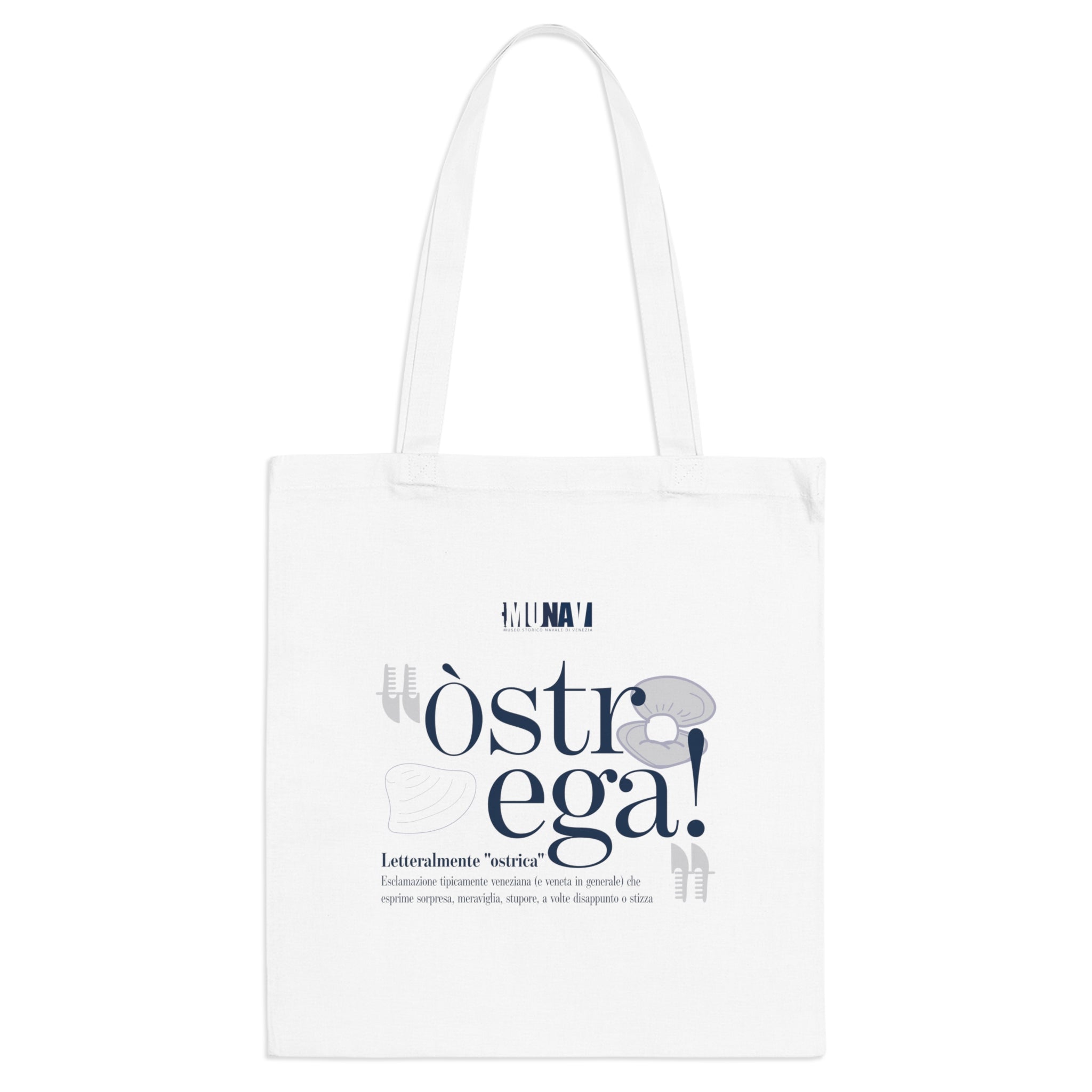 Venetian Words Shopper: Ostrega | White heavy-weight cotton shopper with Typical Venetian Word