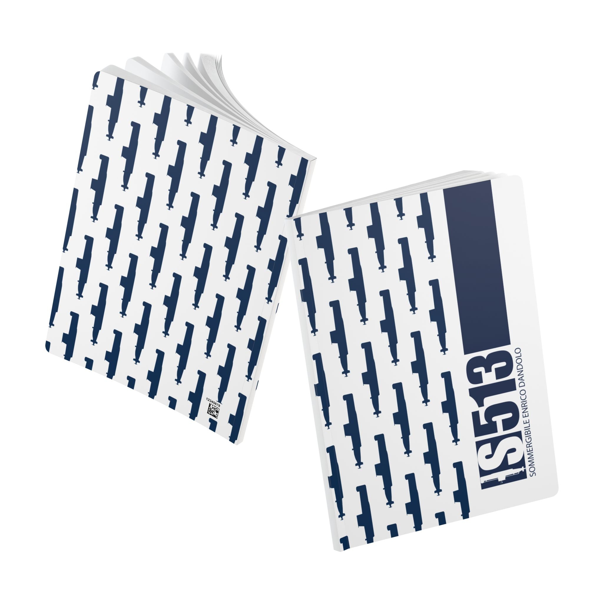 DANDOLO CODE NOTEBOOK | White Notebook with Navy Dandolo Submarine pattern and code